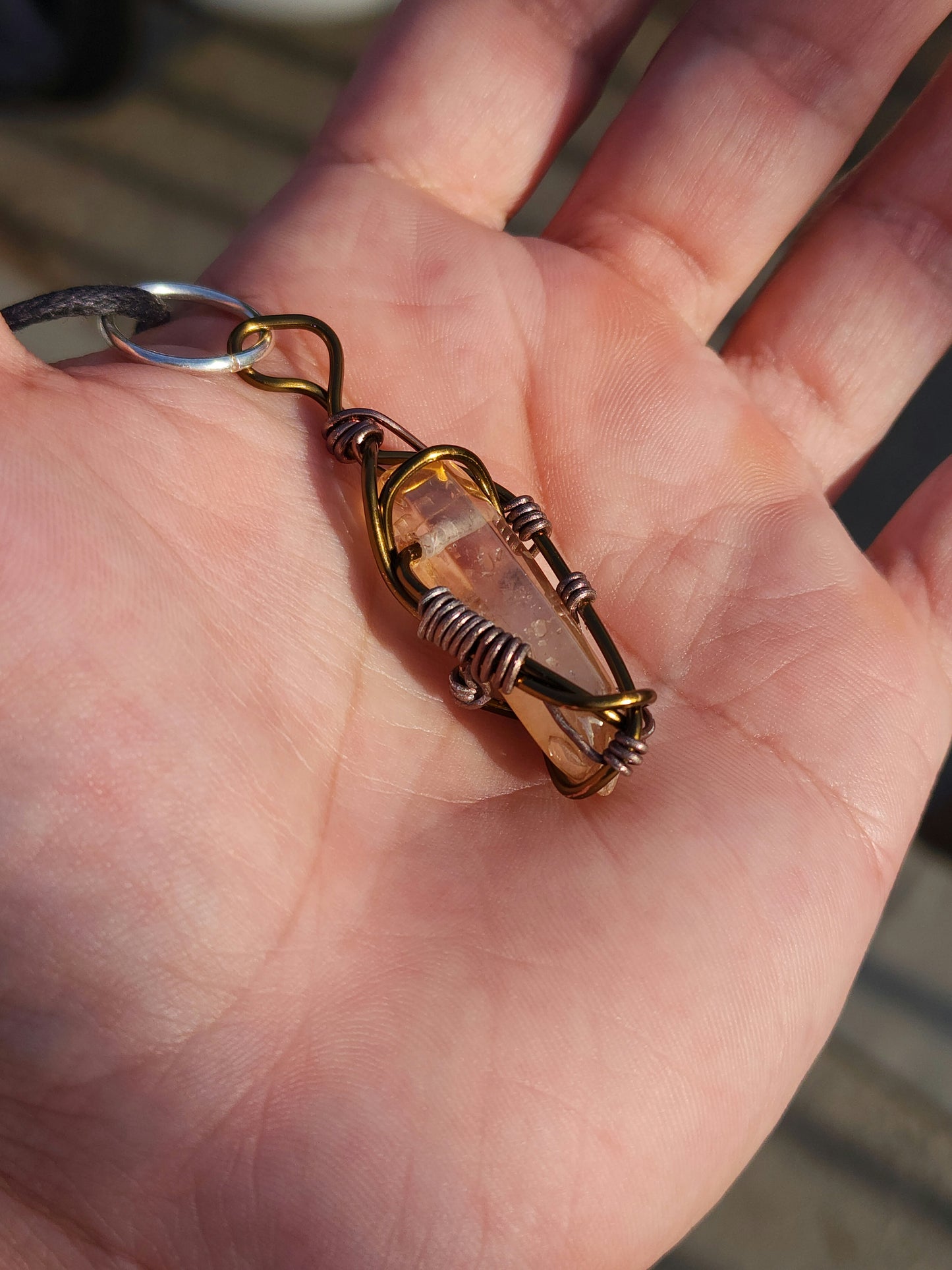 Crystal Fire Catalyst. Flashed Quartz Crystal Necklace. Made by Eyesthatburnthemind.