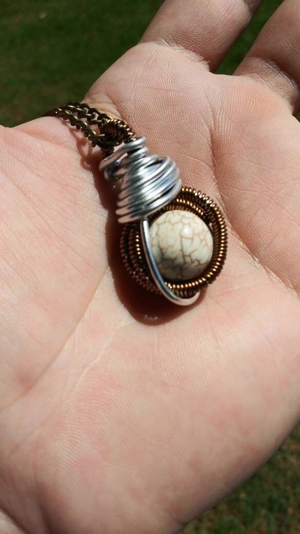 Far out landing. Howlite necklace. Made by Eyesthatburnthemind.