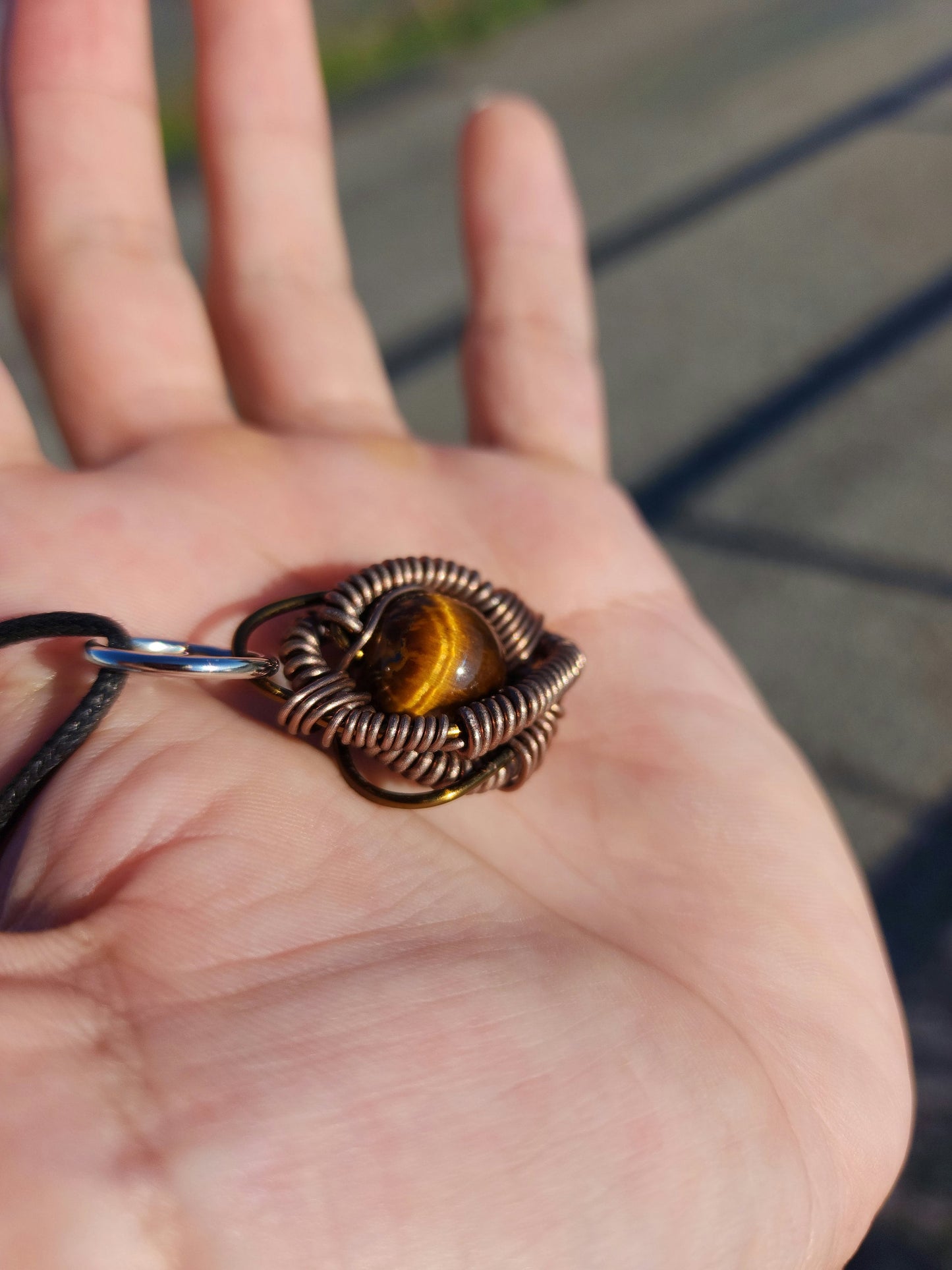 Primordial Vision. Golden Tigers Eye necklace. Made by Eyesthatburnthemind.