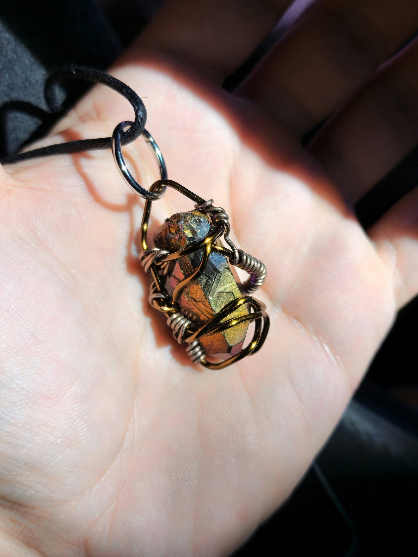 Ancient Contraption. Flashed quartz crystal necklace. Made by Eyesthatburnthemind.
