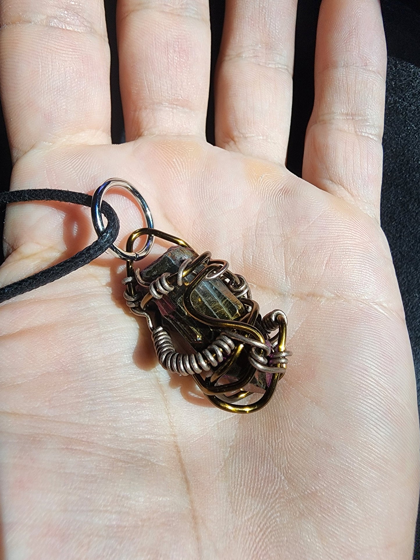 Ancient Contraption. Flashed quartz crystal necklace. Made by Eyesthatburnthemind.