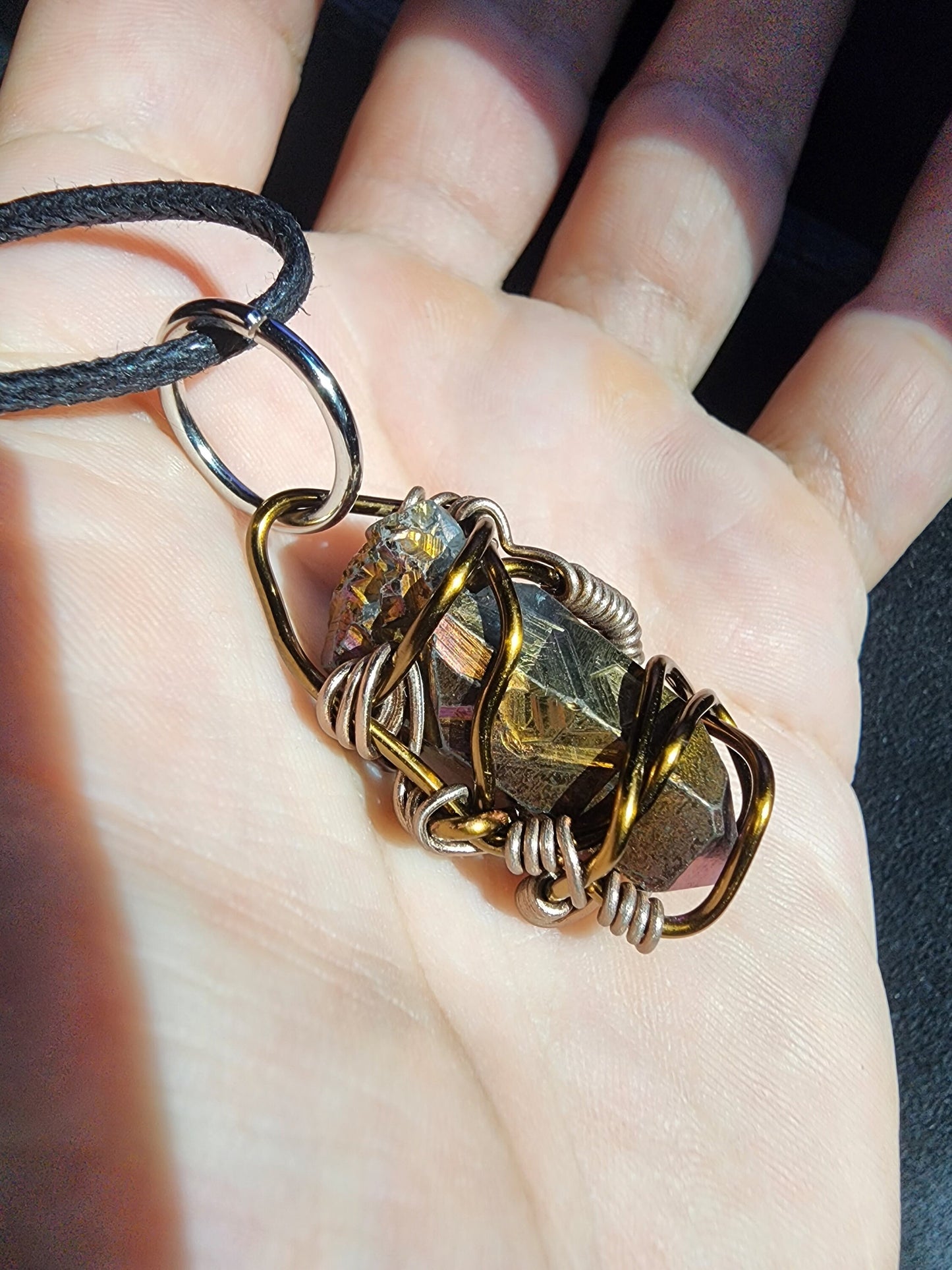 Ancient Contraption. Flashed quartz crystal necklace. Made by Eyesthatburnthemind.