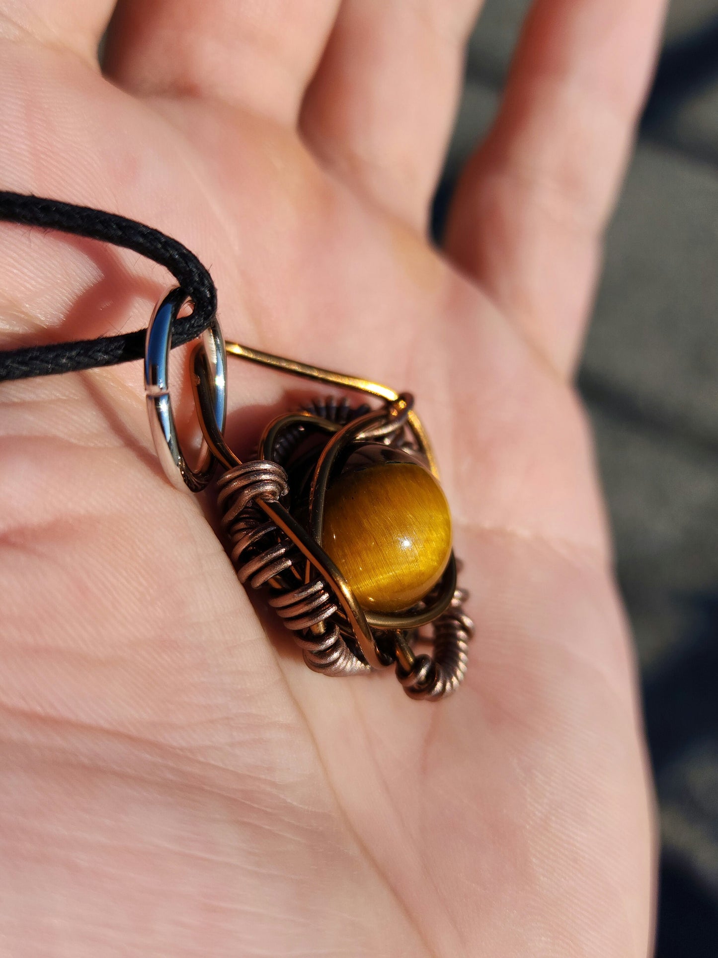 Primordial Vision. Golden Tigers Eye necklace. Made by Eyesthatburnthemind.