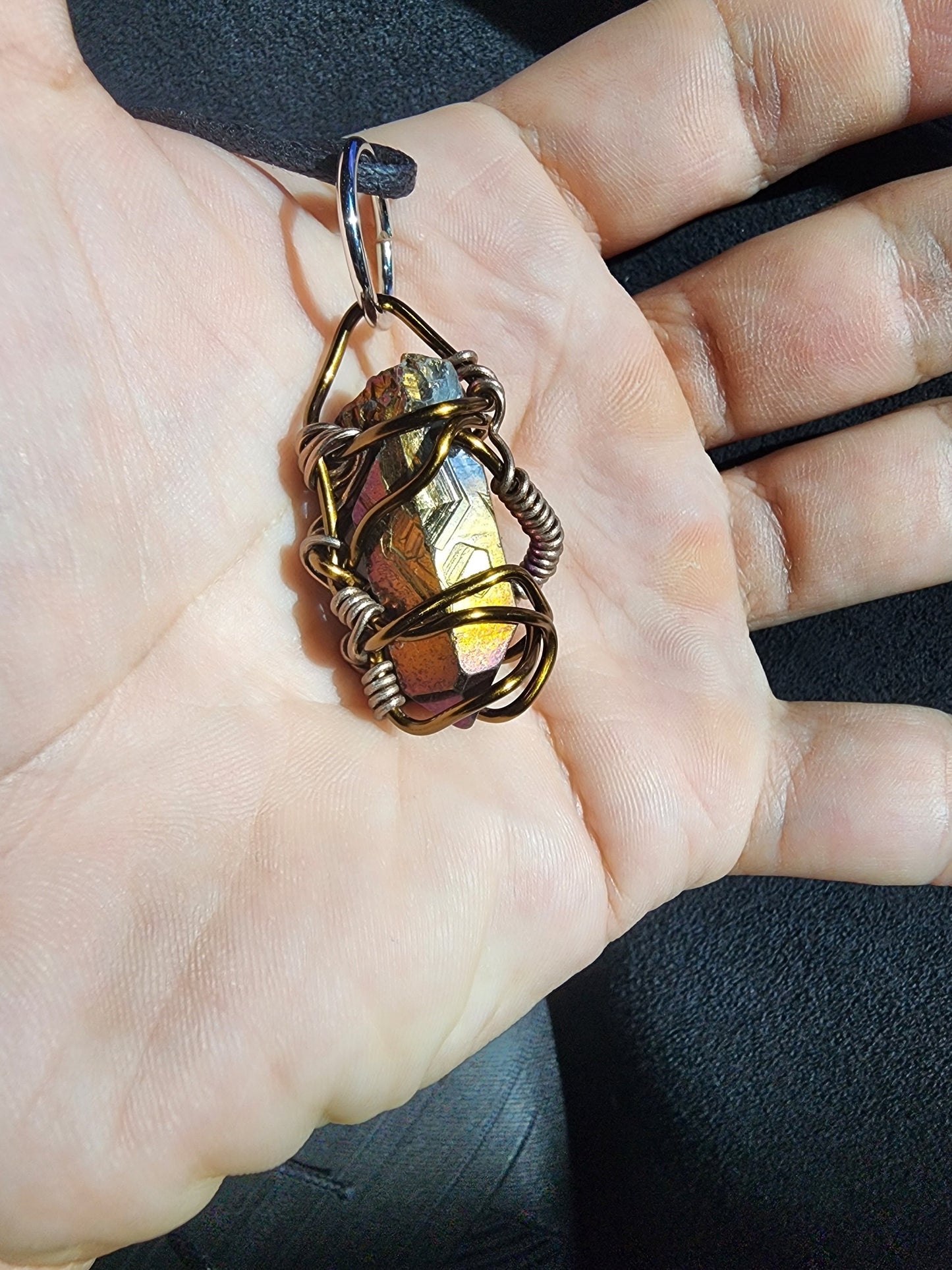 Ancient Contraption. Flashed quartz crystal necklace. Made by Eyesthatburnthemind.