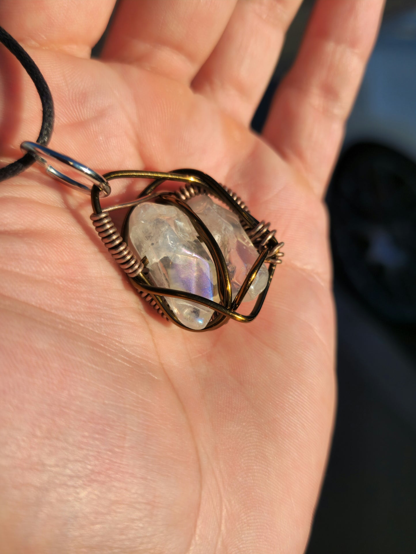 Loyal Companion. Flashed Quartz crystal necklace. Made by Eyesthatburnthemind.