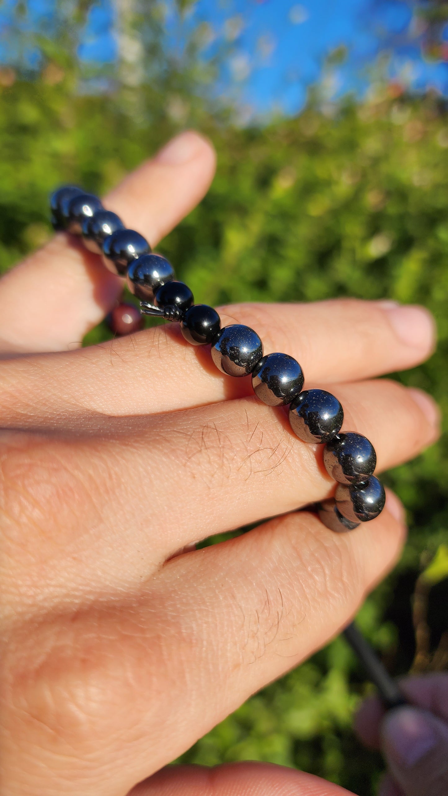 Love and Destruction. Rose Quartz, Garnet and Hematite bracelet. Made by Eyesthatburnthemind.