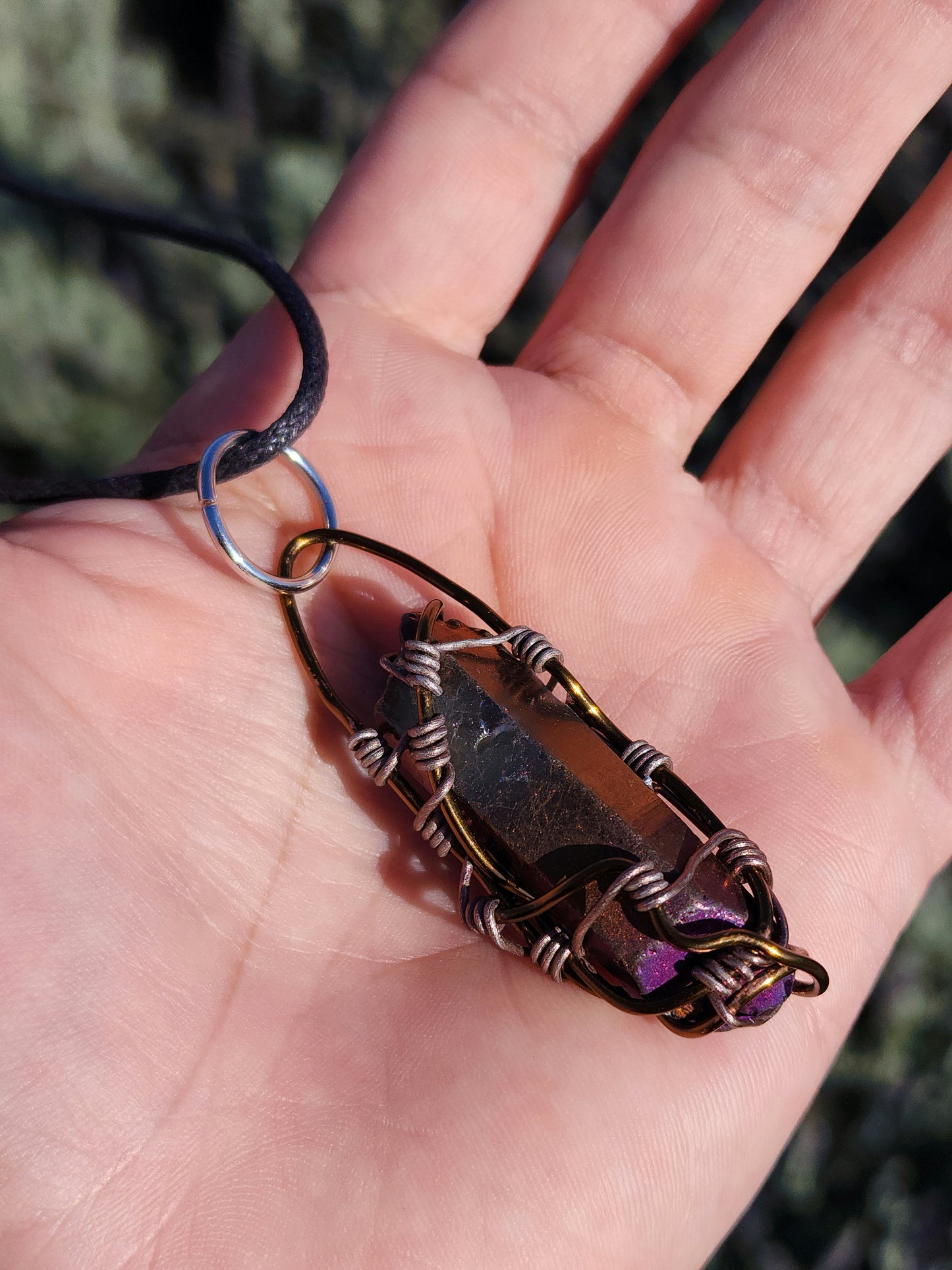 Crystal Shield. Flashed Quartz Crystal Necklace. Made by Eyesthatburnthemind.