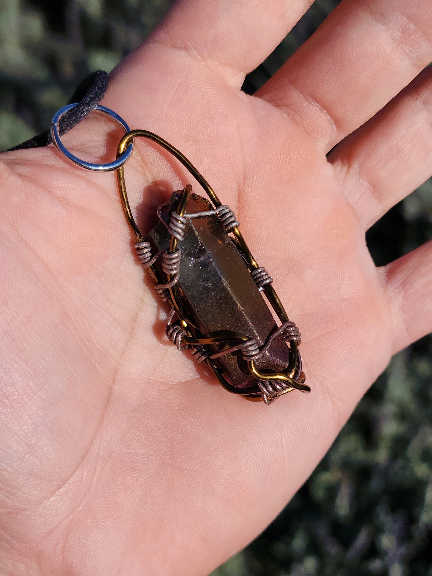 Crystal Shield. Flashed Quartz Crystal Necklace. Made by Eyesthatburnthemind.