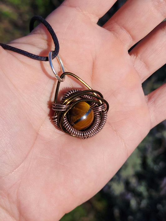 Primordial Vision. Golden Tigers Eye Necklace. Made by Eyesthatburnthemind.