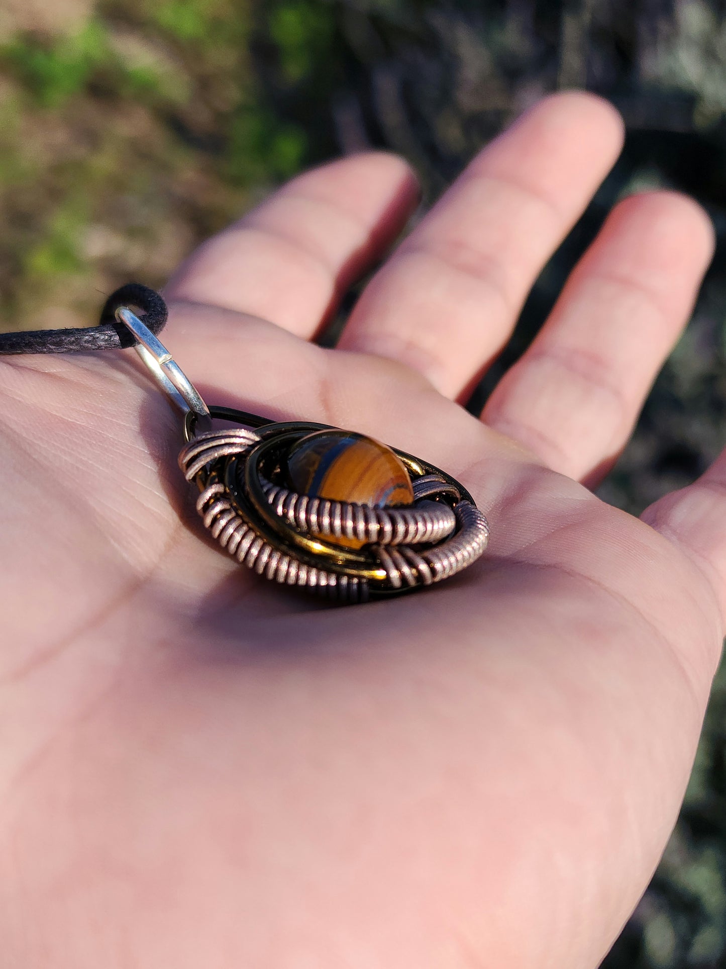 Primordial Vision. Golden Tigers Eye Necklace. Made by Eyesthatburnthemind.