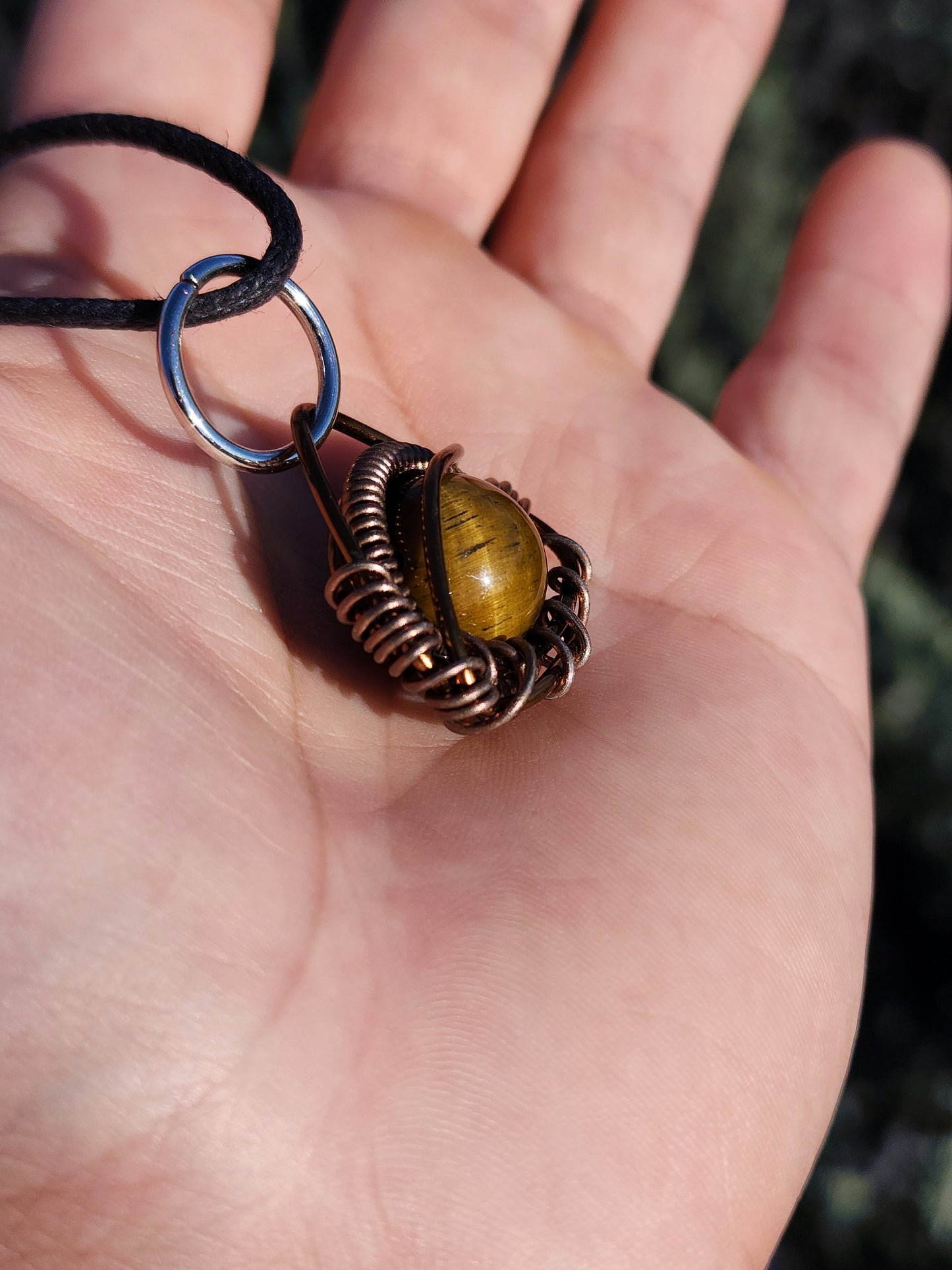 Primordial Vision. Golden Tigers Eye Necklace. Made by Eyesthatburnthemind.