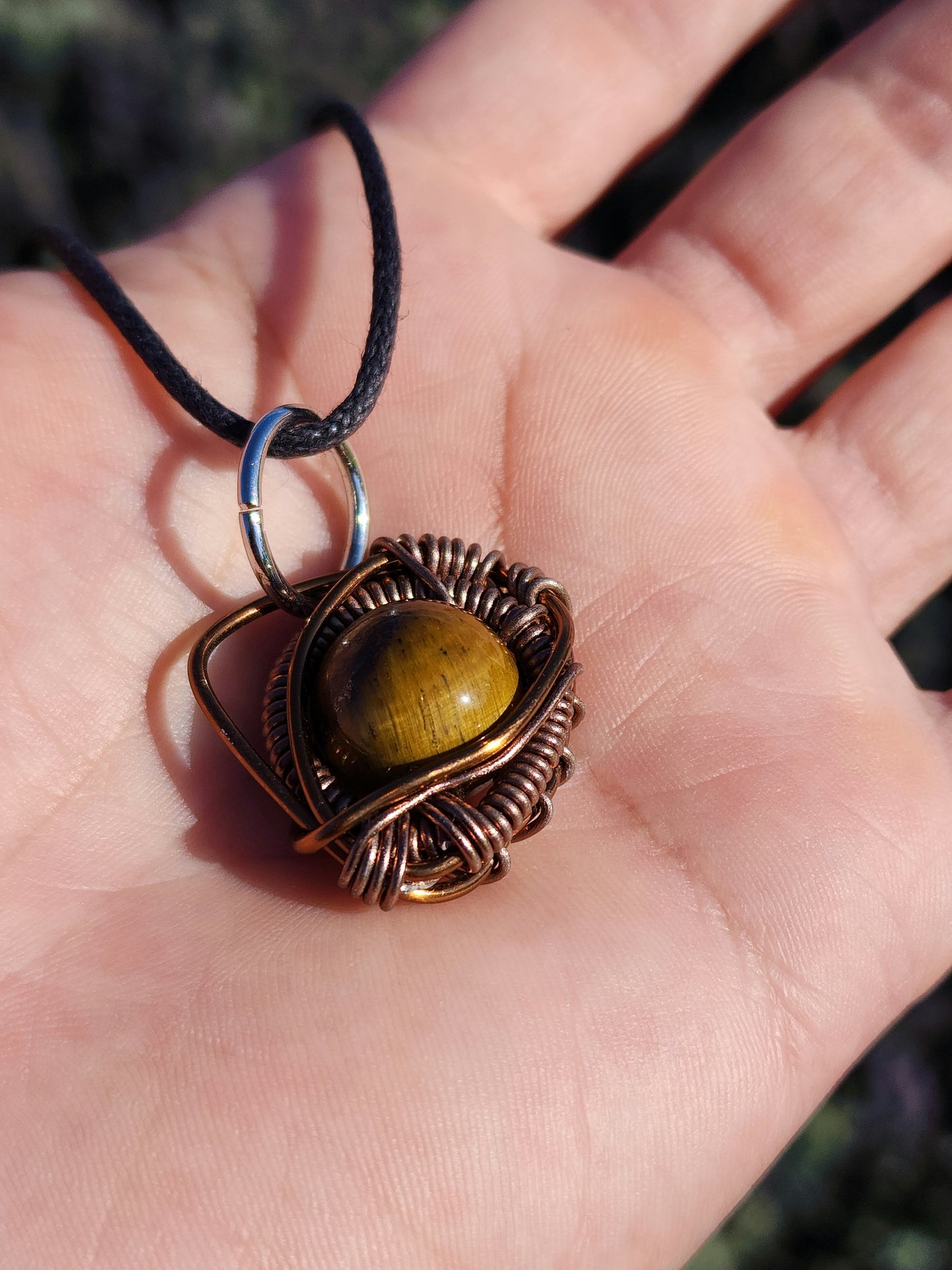 Primordial Vision. Golden Tigers Eye Necklace. Made by Eyesthatburnthemind.