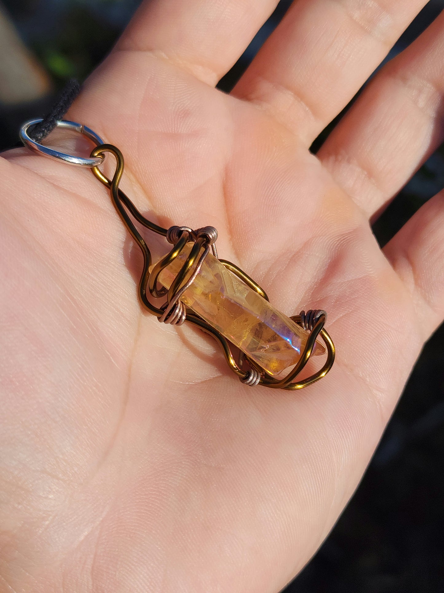 Crystal Fire Catalyst. Flashed Quartz Crystal Necklace. Made by Eyesthatburnthemind.