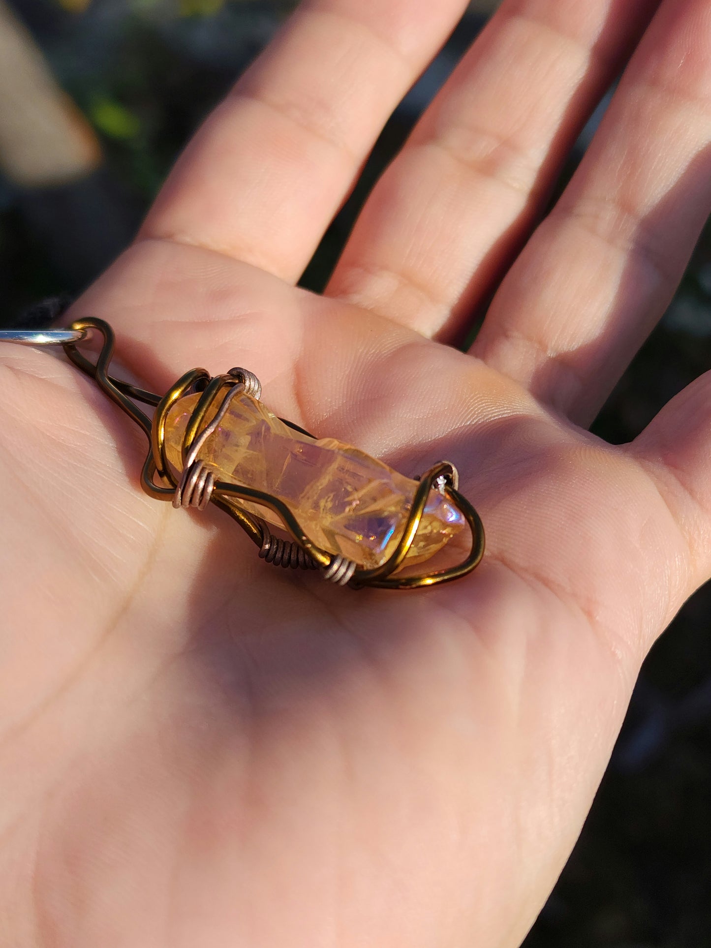 Crystal Fire Catalyst. Flashed Quartz Crystal Necklace. Made by Eyesthatburnthemind.