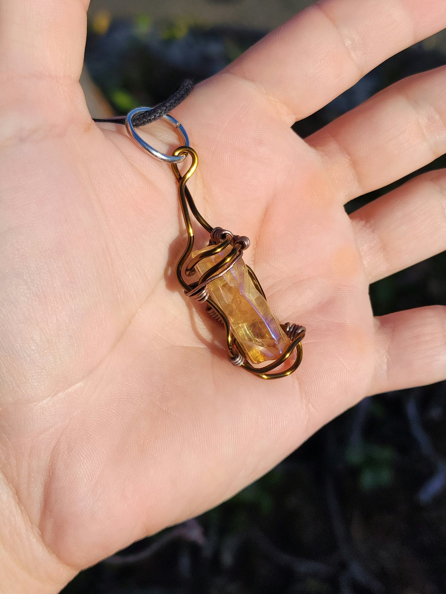 Crystal Fire Catalyst. Flashed Quartz Crystal Necklace. Made by Eyesthatburnthemind.