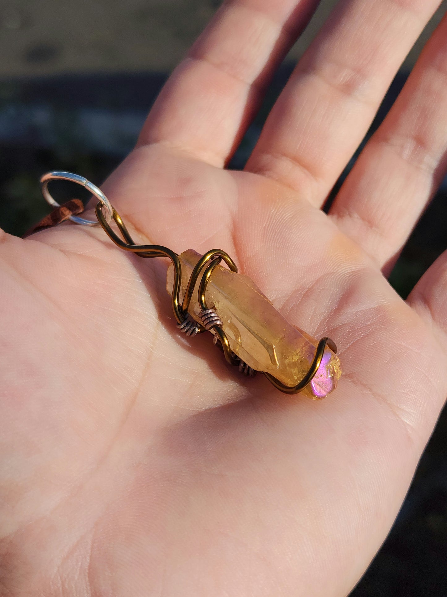 Crystal Fire Catalyst. Flashed Quartz Crystal Necklace. Made by Eyesthatburnthemind.