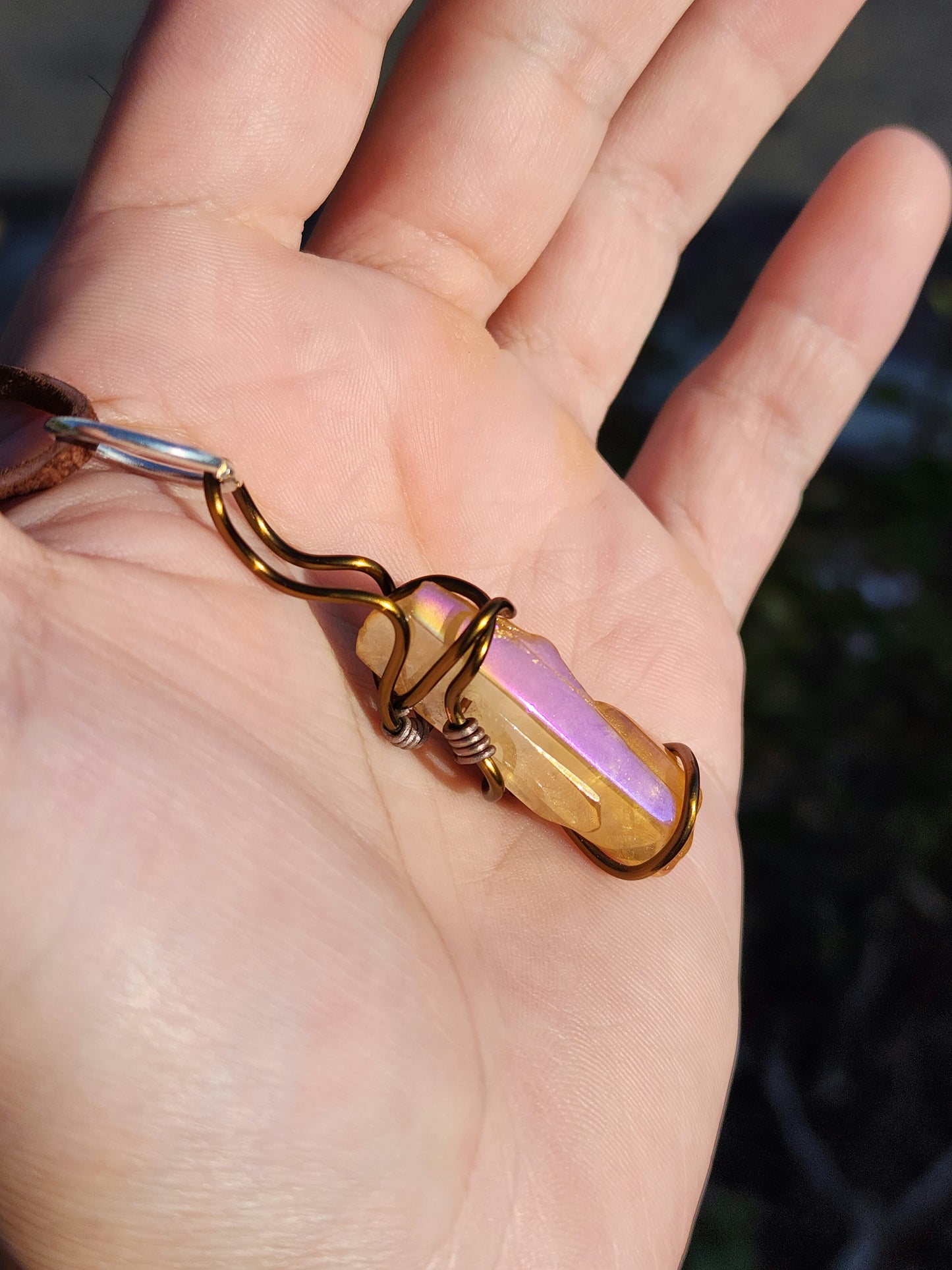 Crystal Fire Catalyst. Flashed Quartz Crystal Necklace. Made by Eyesthatburnthemind.