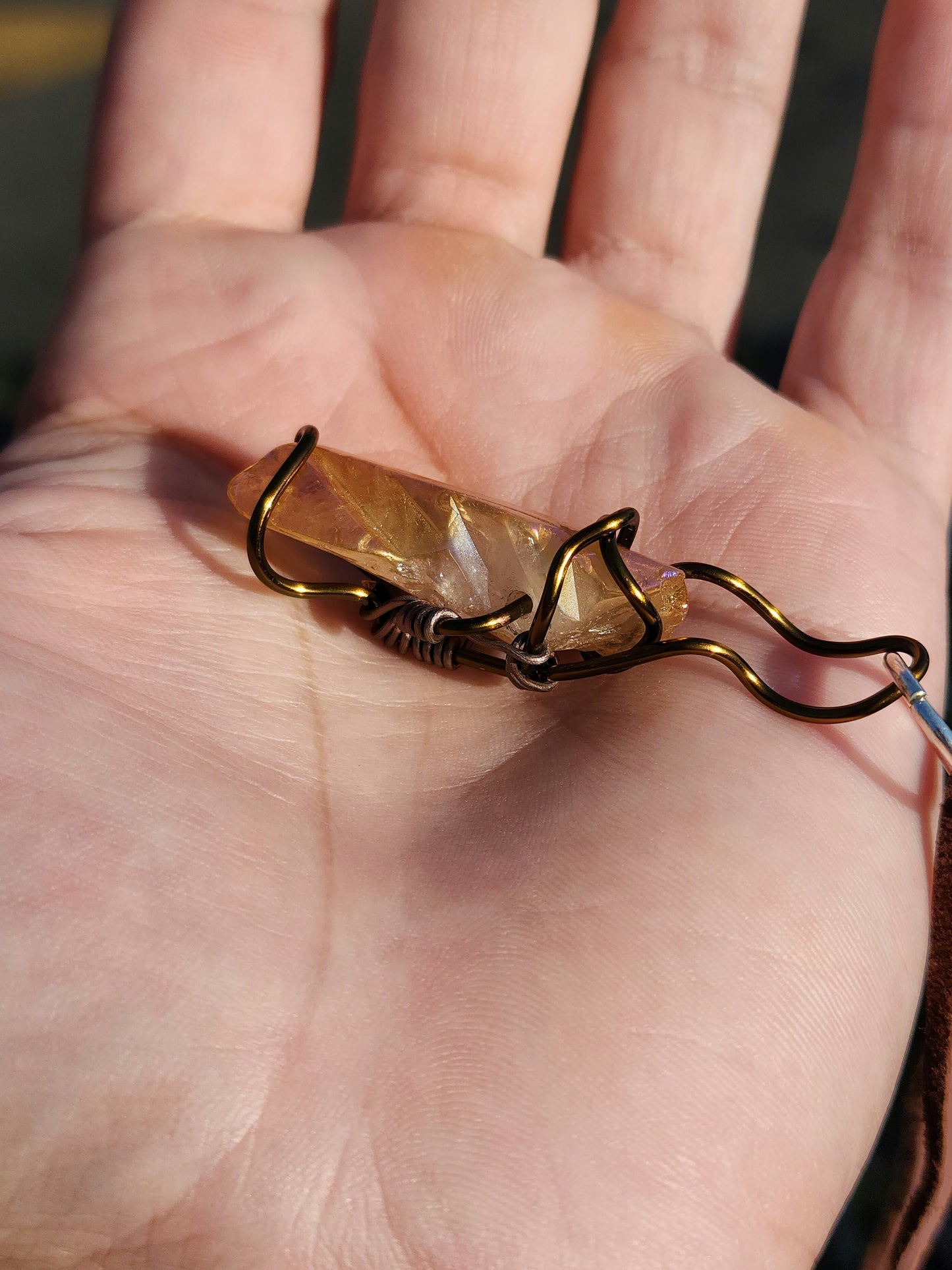 Crystal Fire Catalyst. Flashed Quartz Crystal Necklace. Made by Eyesthatburnthemind.