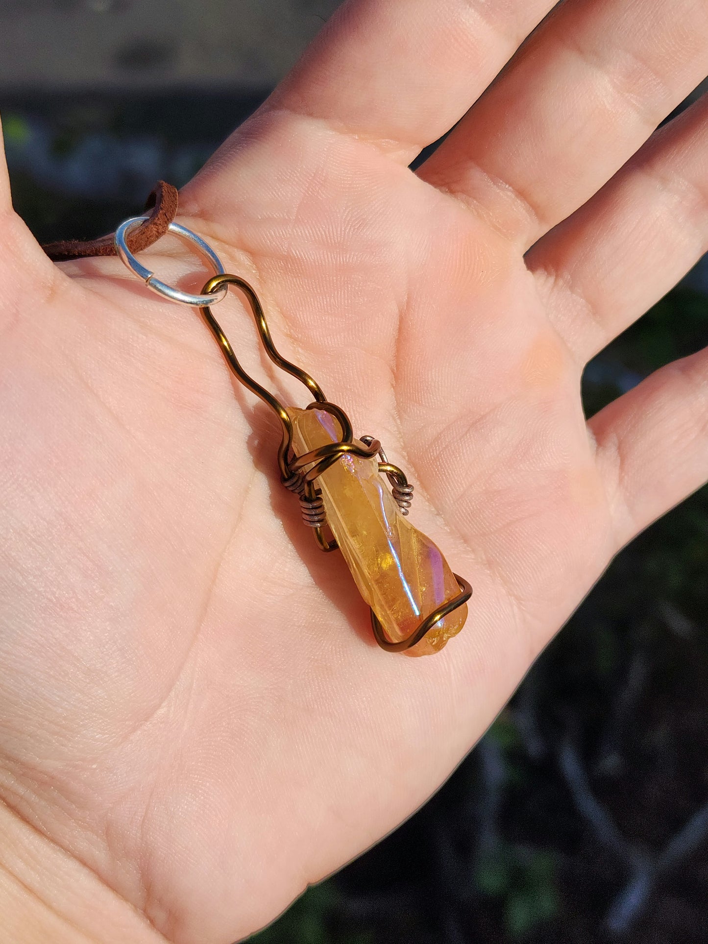 Crystal Fire Catalyst. Flashed Quartz Crystal Necklace. Made by Eyesthatburnthemind.