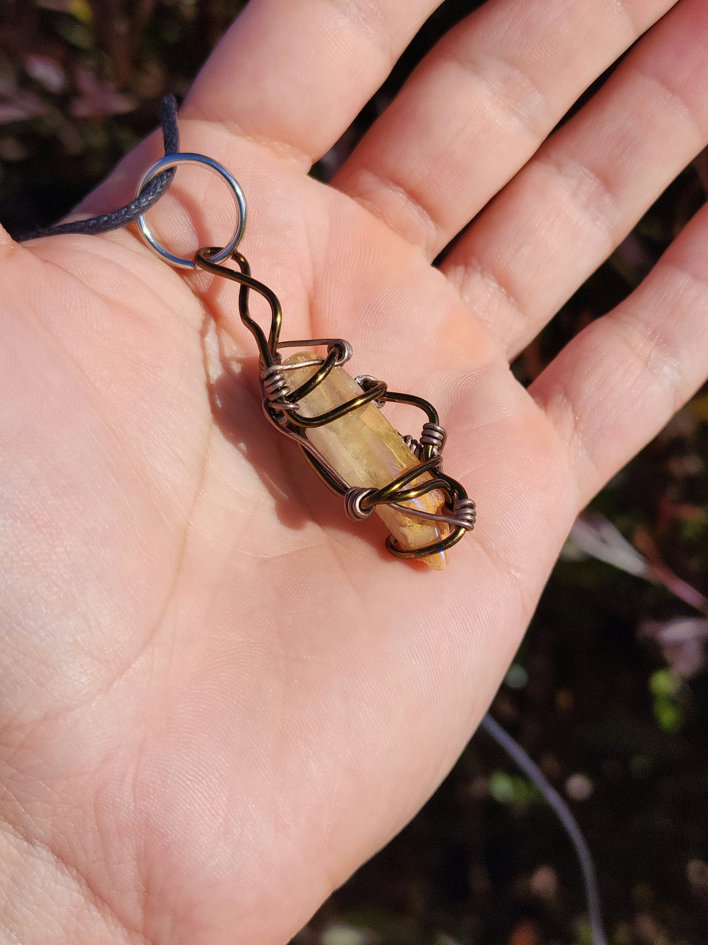 Crystal Fire Catalyst. Flashed Quartz Crystal Necklace. Made by Eyesthatburnthemind.