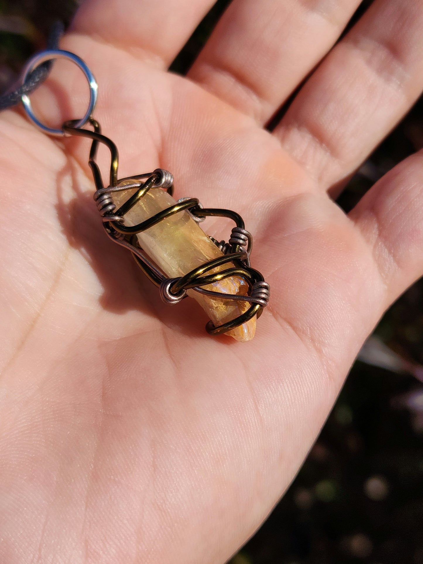 Crystal Fire Catalyst. Flashed Quartz Crystal Necklace. Made by Eyesthatburnthemind.