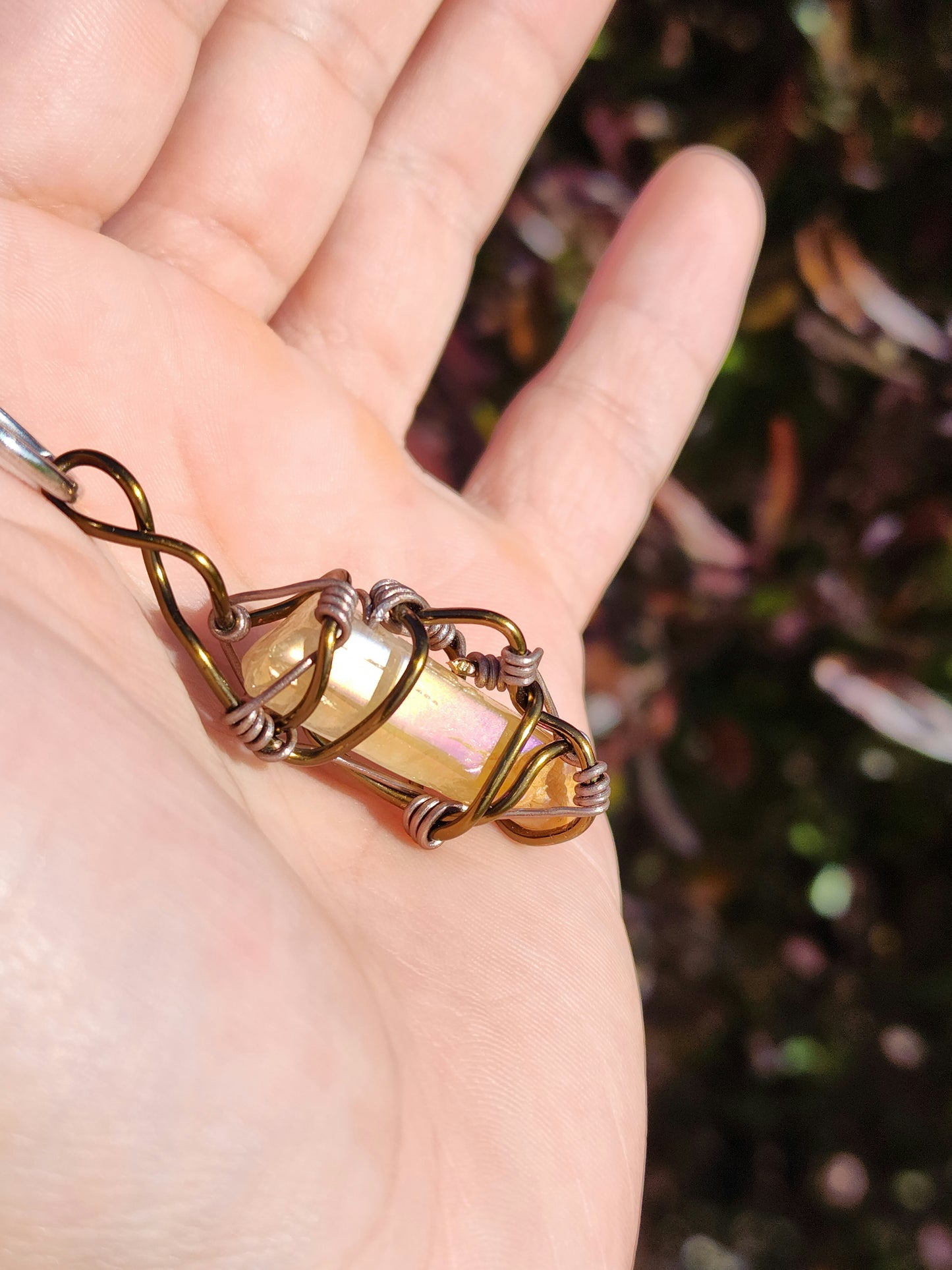 Crystal Fire Catalyst. Flashed Quartz Crystal Necklace. Made by Eyesthatburnthemind.