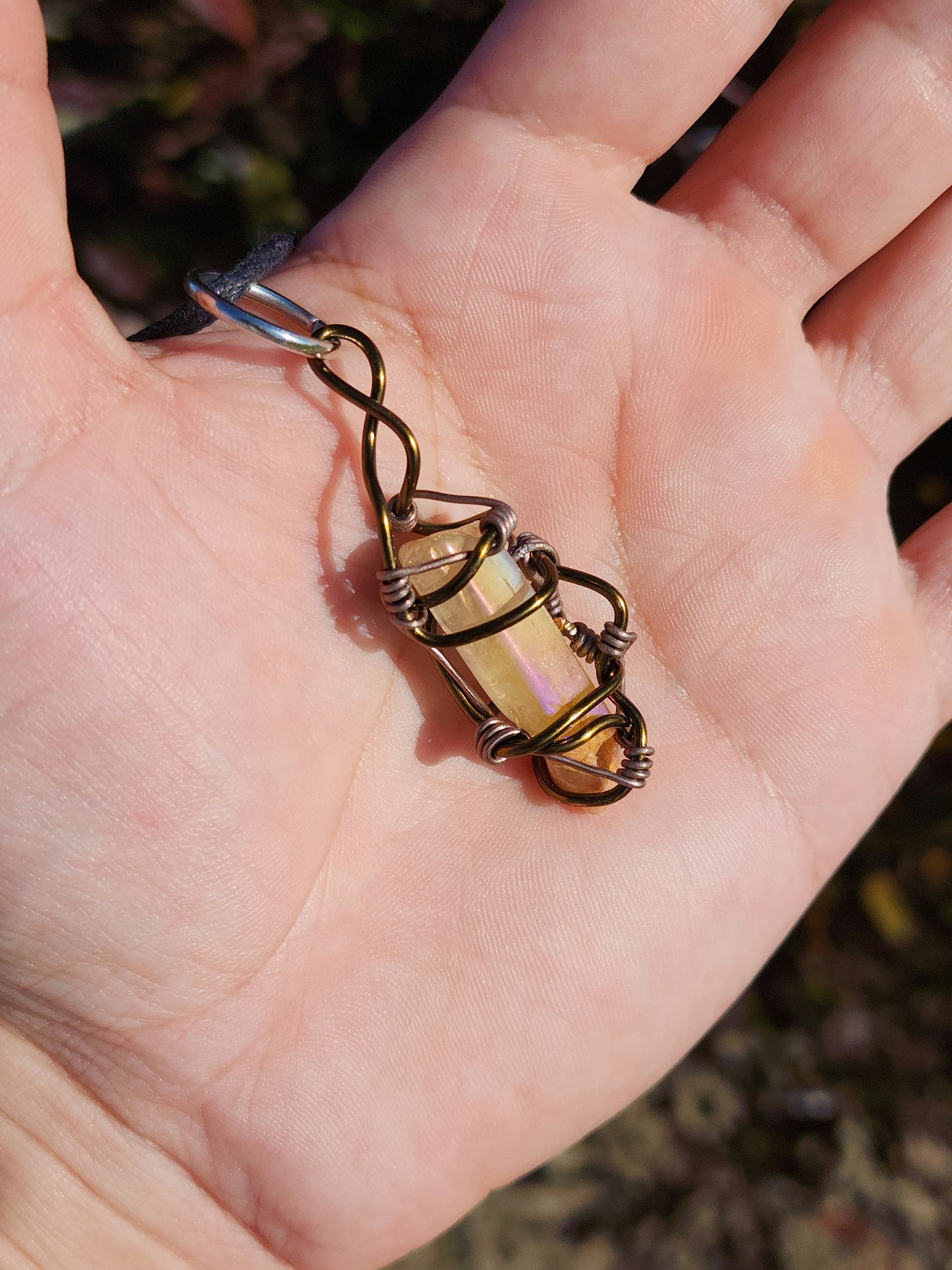 Crystal Fire Catalyst. Flashed Quartz Crystal Necklace. Made by Eyesthatburnthemind.