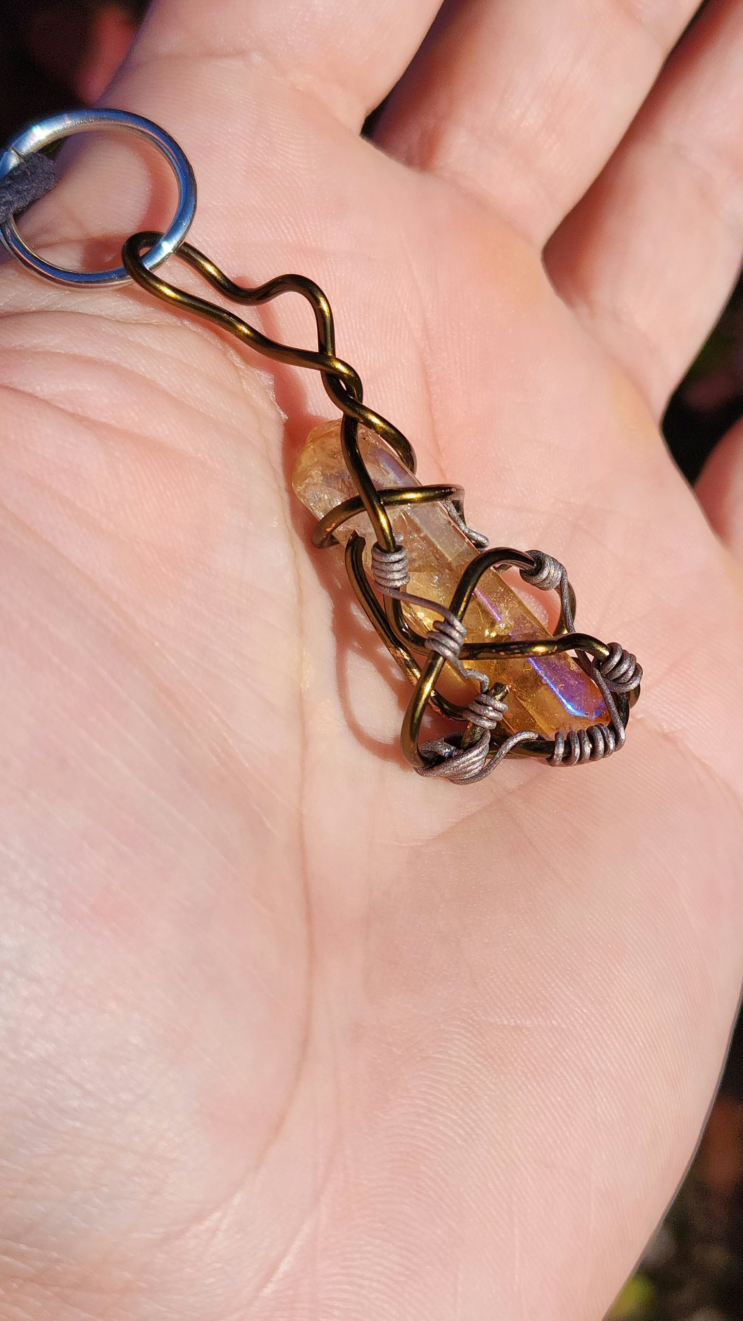 Crystal Fire Catalyst. Flashed Quartz Crystal Necklace. Made by Eyesthatburnthemind.