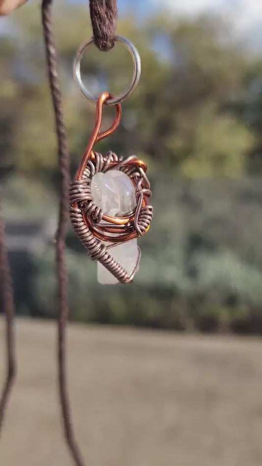 Unique Flow. Clear Quartz crystal necklace. Made by Eyesthatburnthemind.