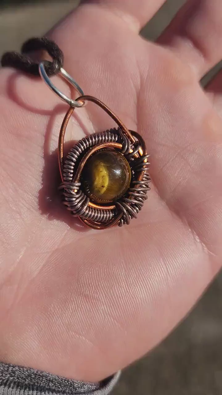 Primordial Vision. Golden Tigers Eye necklace. Made by Eyesthatburnthemind.