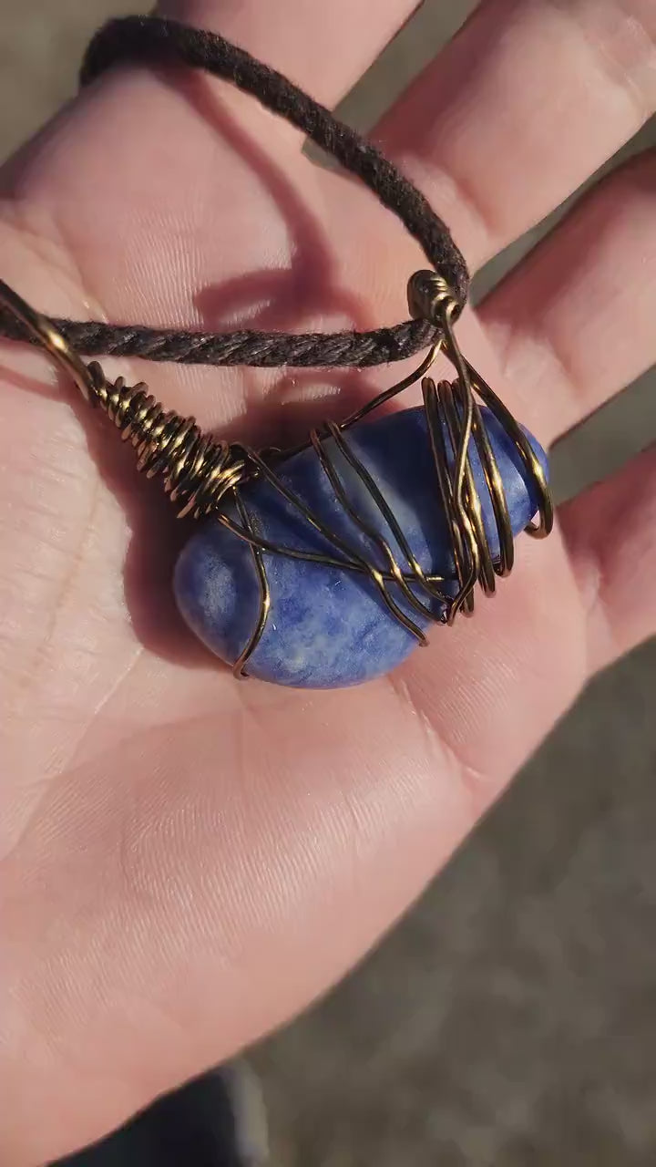 Captured Skys. Sodalite slab necklace. Made by Eyesthatburnthemind.