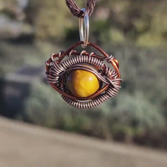 Primordial Vision. Golden Tigers Eye necklace. Made by Eyesthatburnthemind.