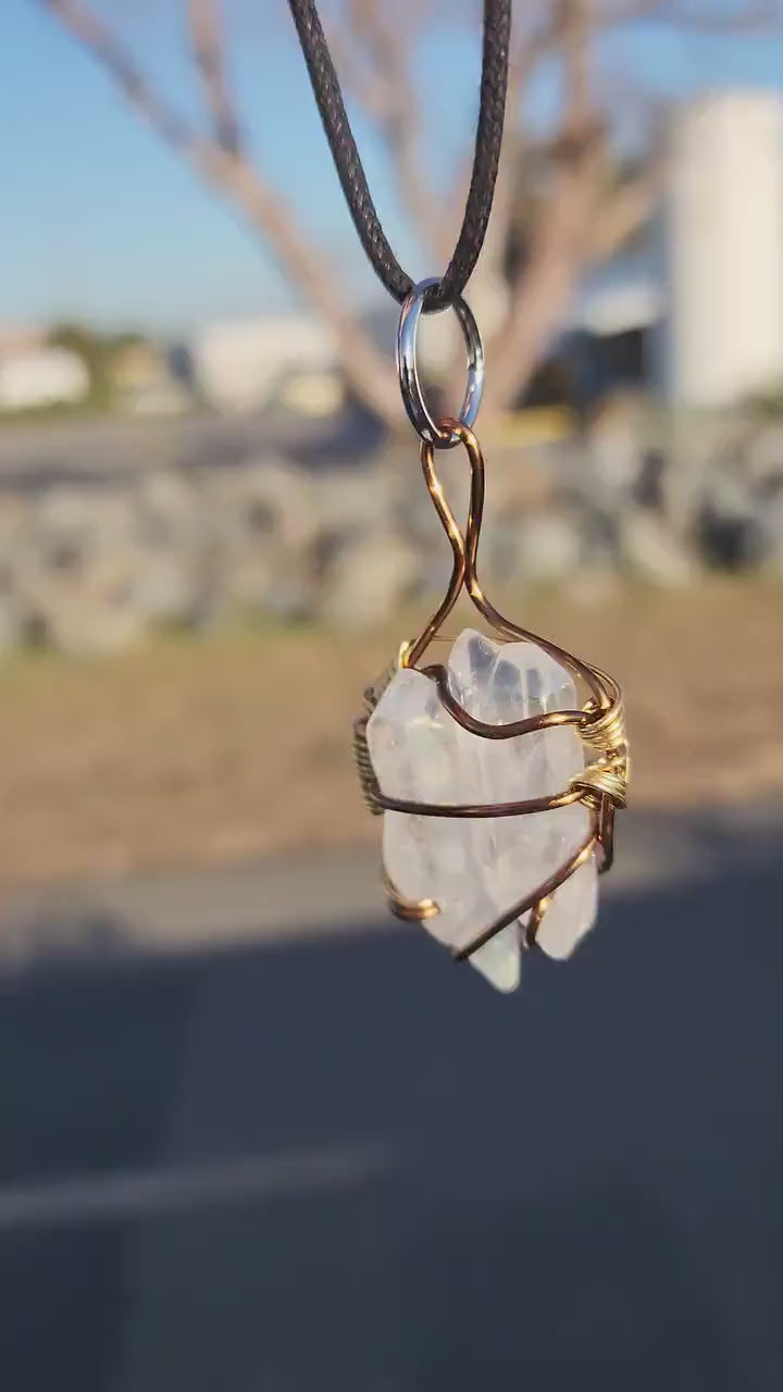 Hardened Bites. Flash Quartz crystal necklace. Made by Eyesthatburnthemind.