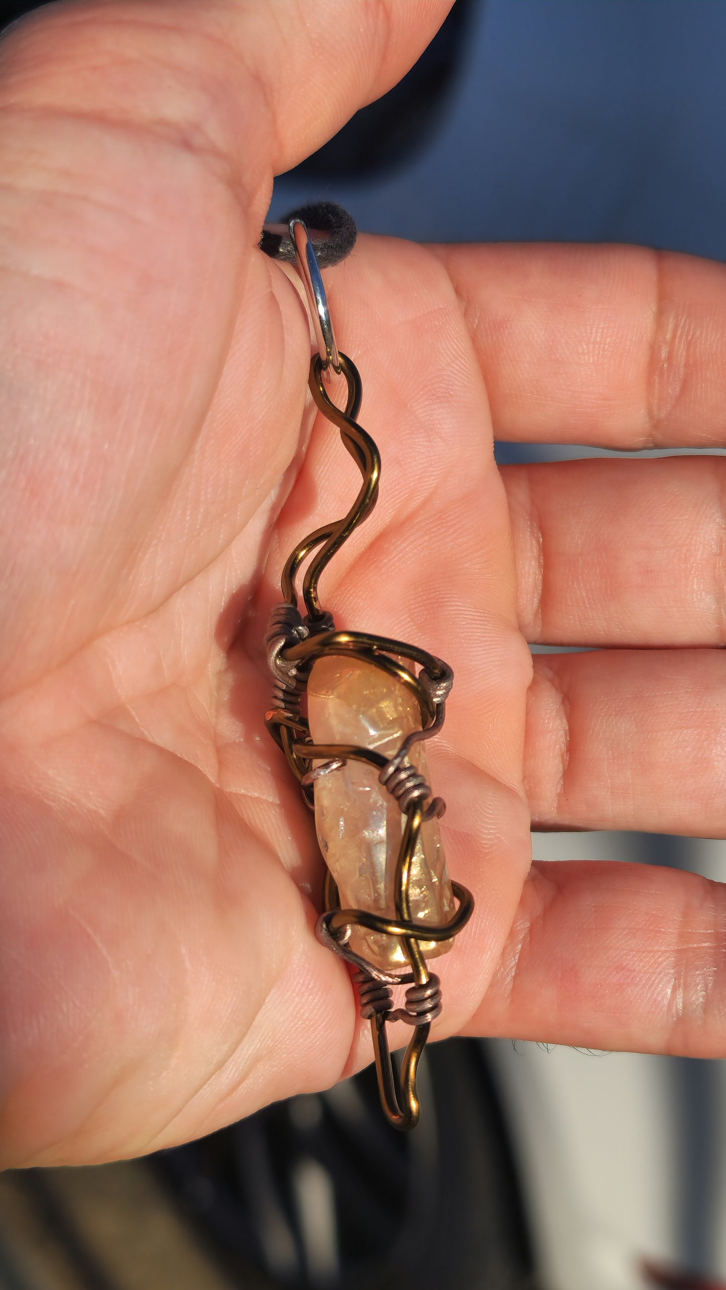 Crystal Fire Catalyst. Flashed Quartz Crystal Necklace. Made by Eyesthatburnthemind.