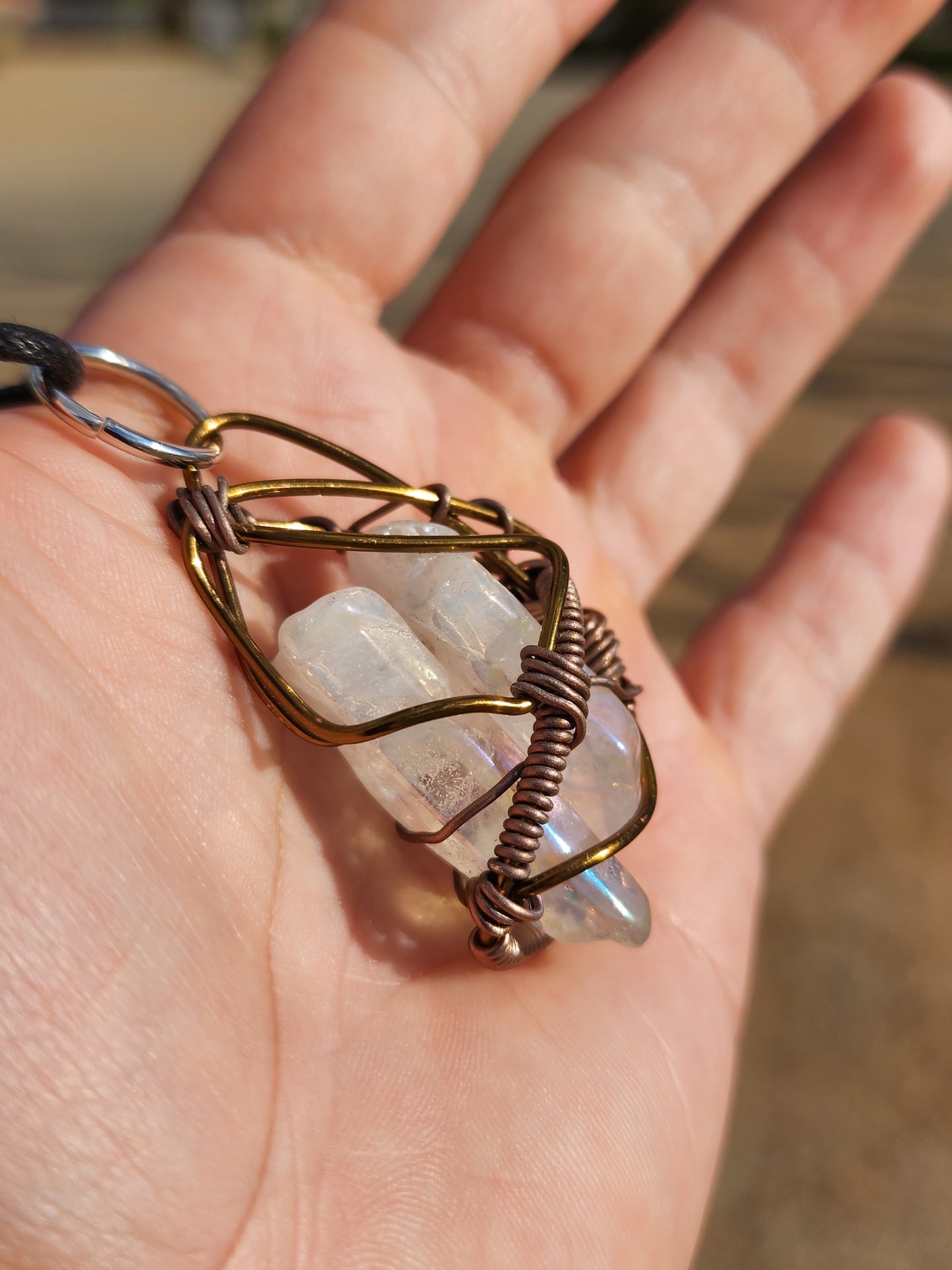 Trapped Companion. Flashed Quartz crystal necklace. Made by Eyesthatburnthemind.