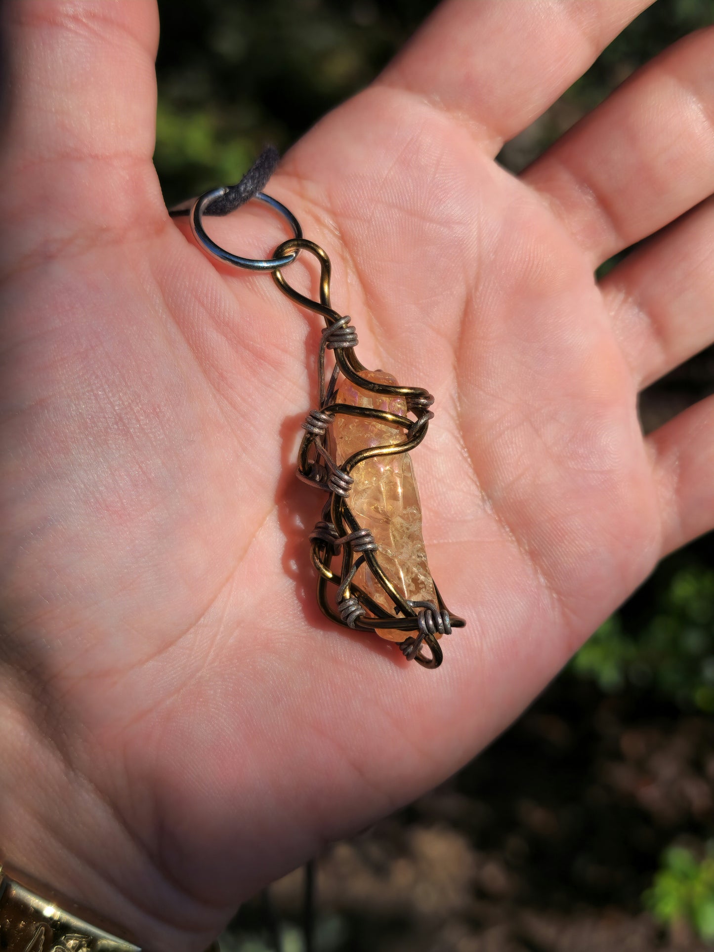 Crystal Fire Catalyst. Flashed Quartz Crystal Necklace. Made by Eyesthatburnthemind.