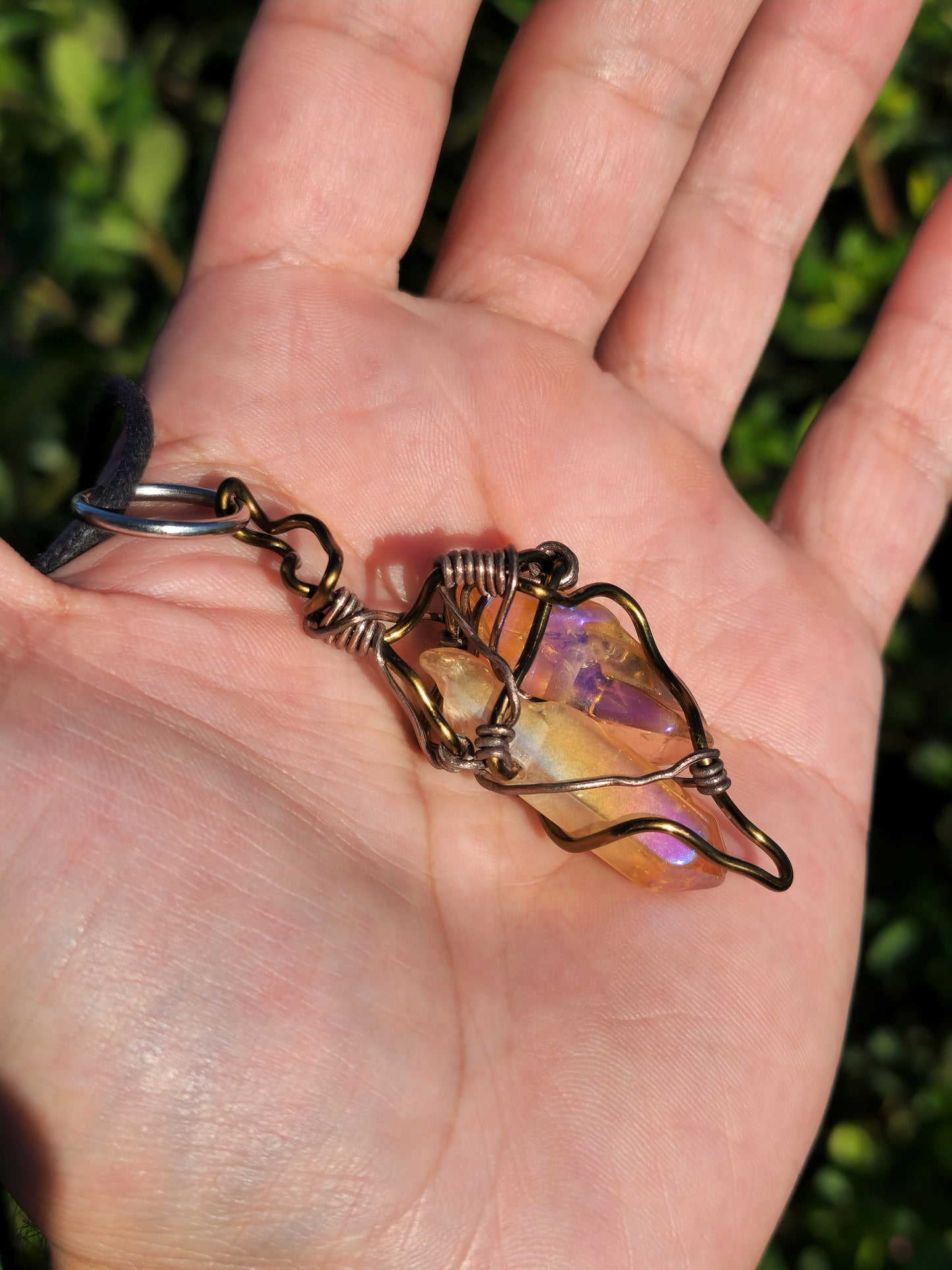 Crystal Fire Catalyst. Flashed Quartz Crystal Necklace. Made by Eyesthatburnthemind.