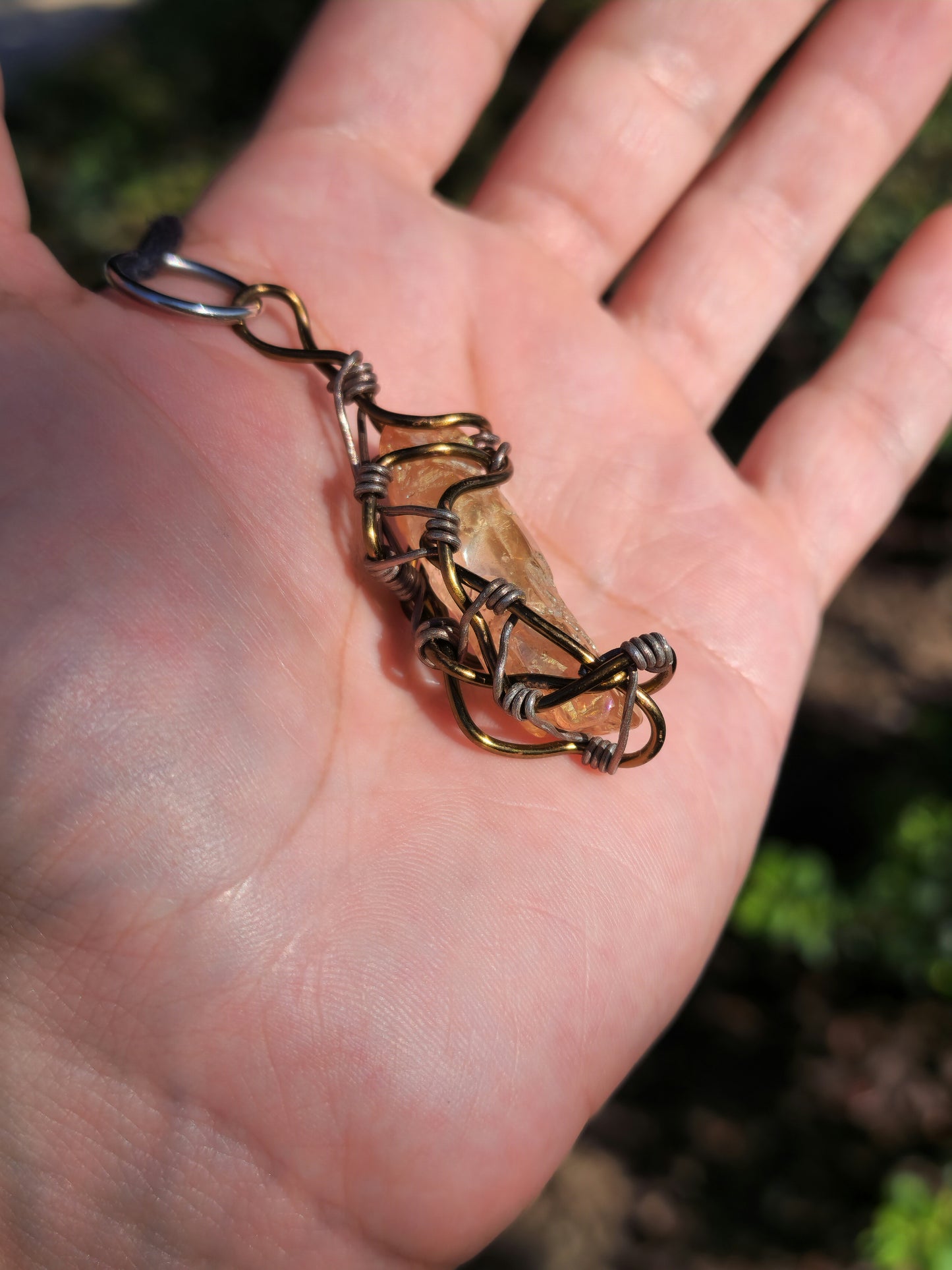 Crystal Fire Catalyst. Flashed Quartz Crystal Necklace. Made by Eyesthatburnthemind.