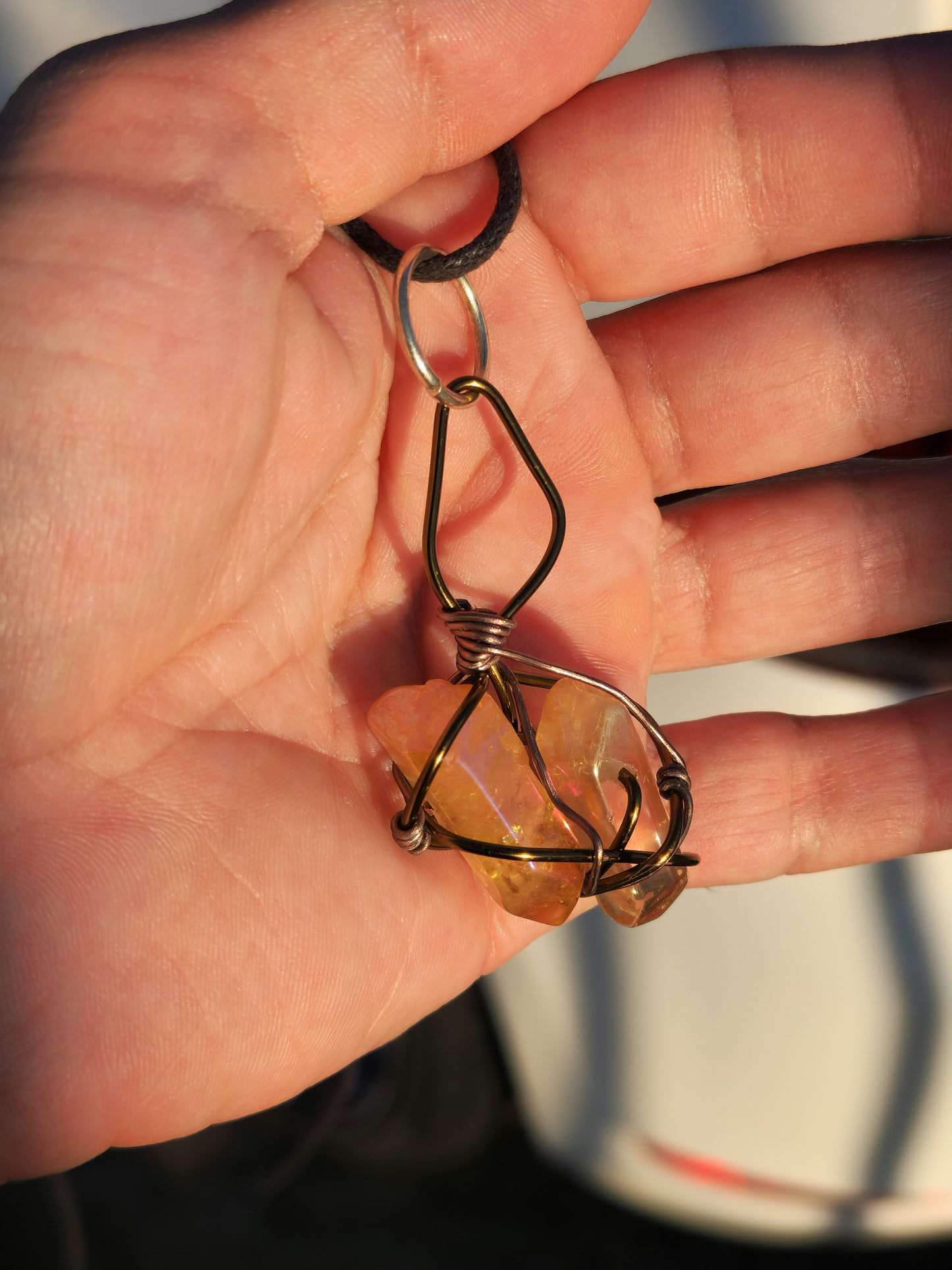 Crystal Fire Catalyst. Flashed Quartz Crystal Necklace. Made by Eyesthatburnthemind.