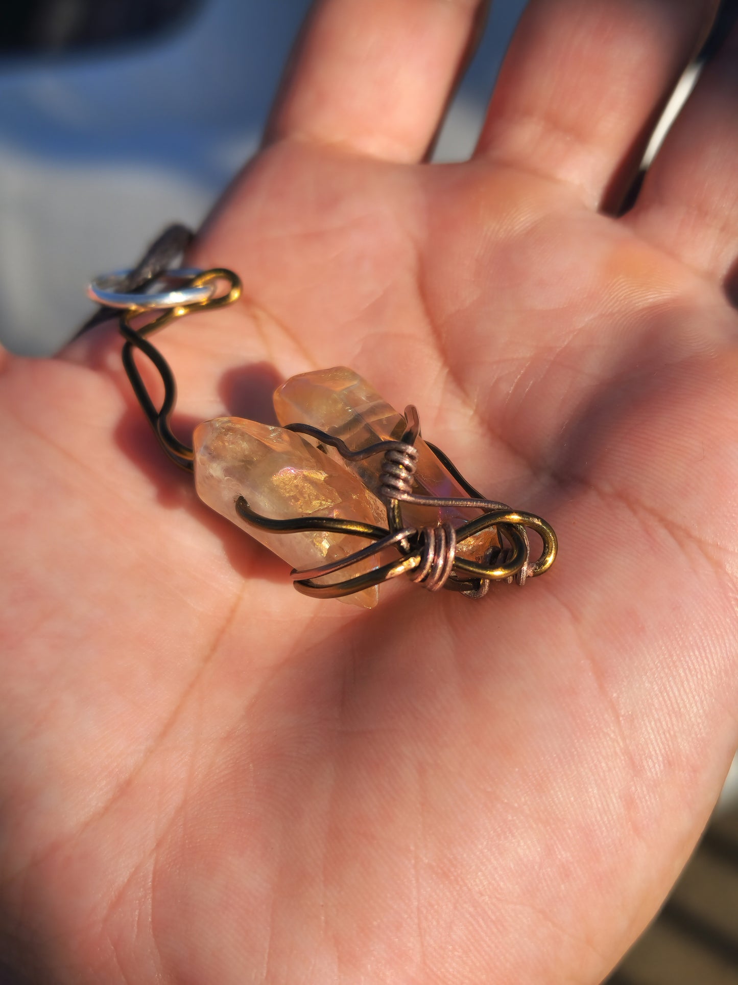 Crystal Fire Catalyst. Flashed Quartz Crystal Necklace. Made by Eyesthatburnthemind.