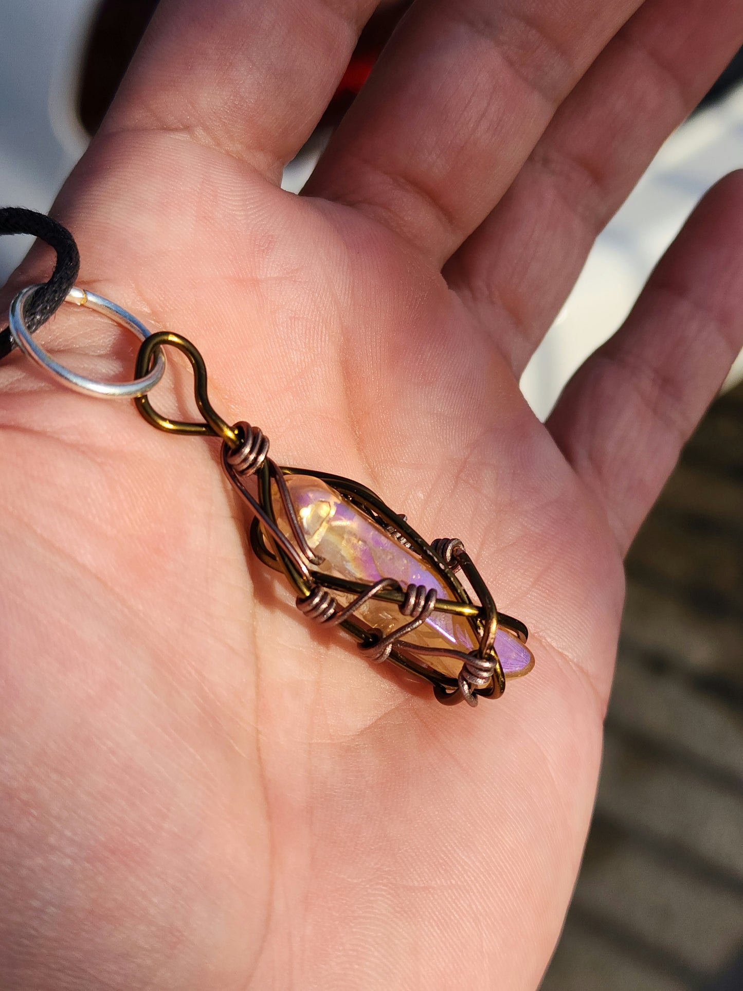 Crystal Fire Catalyst. Flashed Quartz Crystal Necklace. Made by Eyesthatburnthemind.