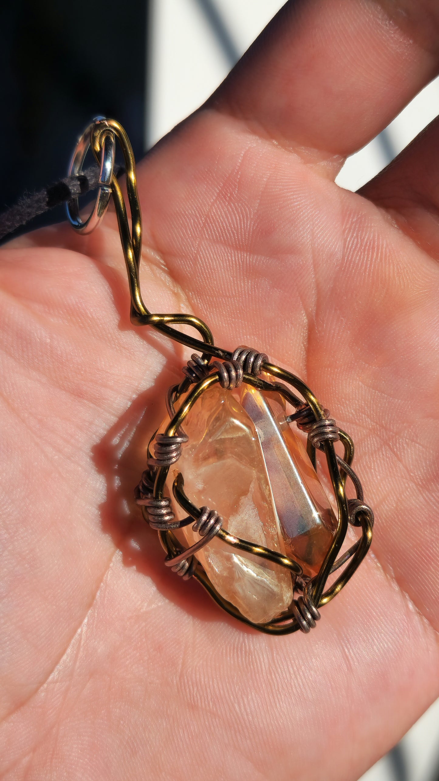 Crystal Fire Catalyst. Flashed Quartz Crystal Necklace. Made by Eyesthatburnthemind.