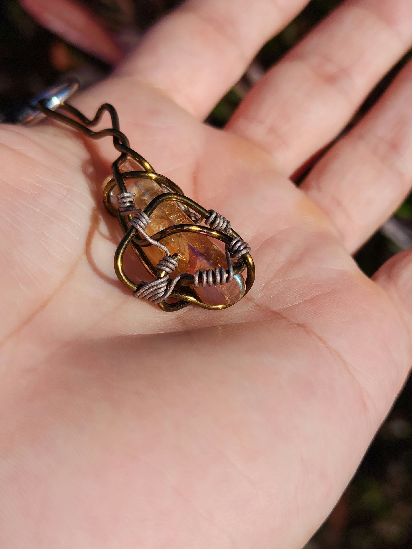 Crystal Fire Catalyst. Flashed Quartz Crystal Necklace. Made by Eyesthatburnthemind.