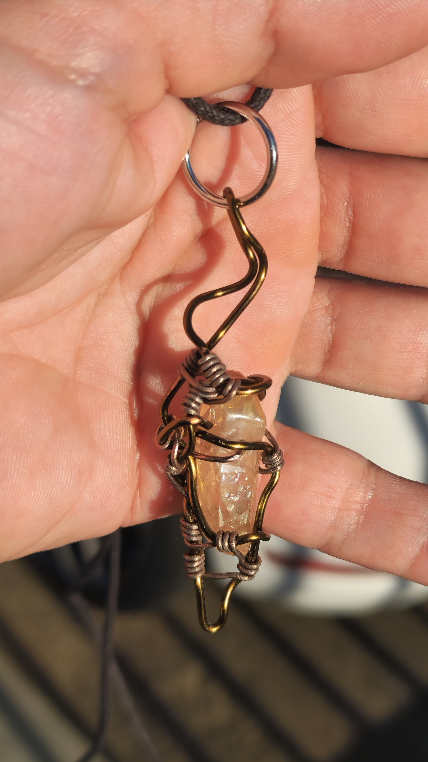 Crystal Fire Catalyst. Flashed Quartz Crystal Necklace. Made by Eyesthatburnthemind.