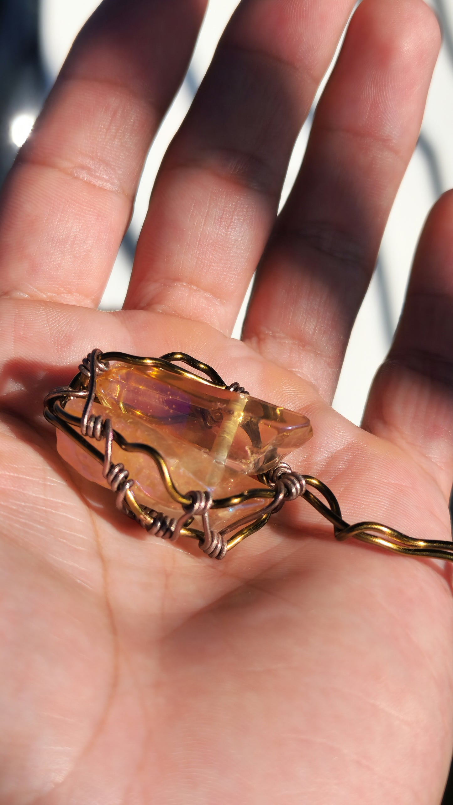 Crystal Fire Catalyst. Flashed Quartz Crystal Necklace. Made by Eyesthatburnthemind.