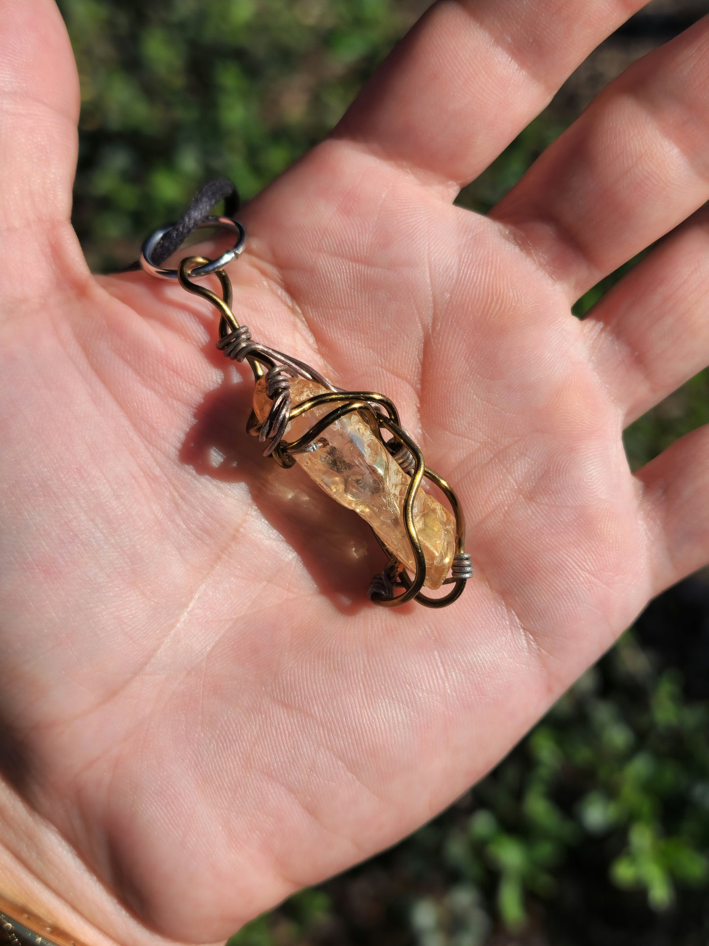 Crystal Fire Catalyst. Flashed Quartz Crystal Necklace. Made by Eyesthatburnthemind.