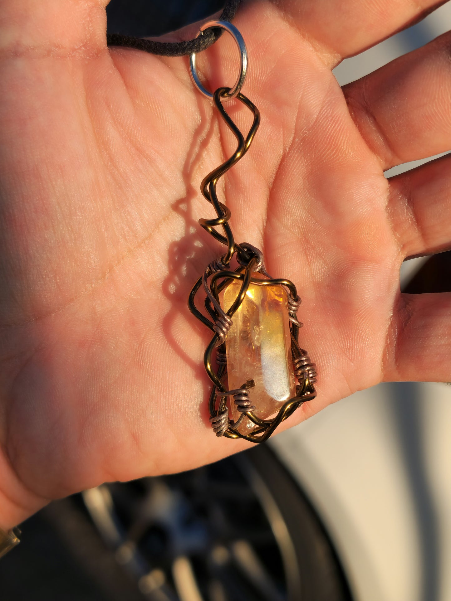 Crystal Fire Catalyst. Flashed Quartz Crystal Necklace. Made by Eyesthatburnthemind.