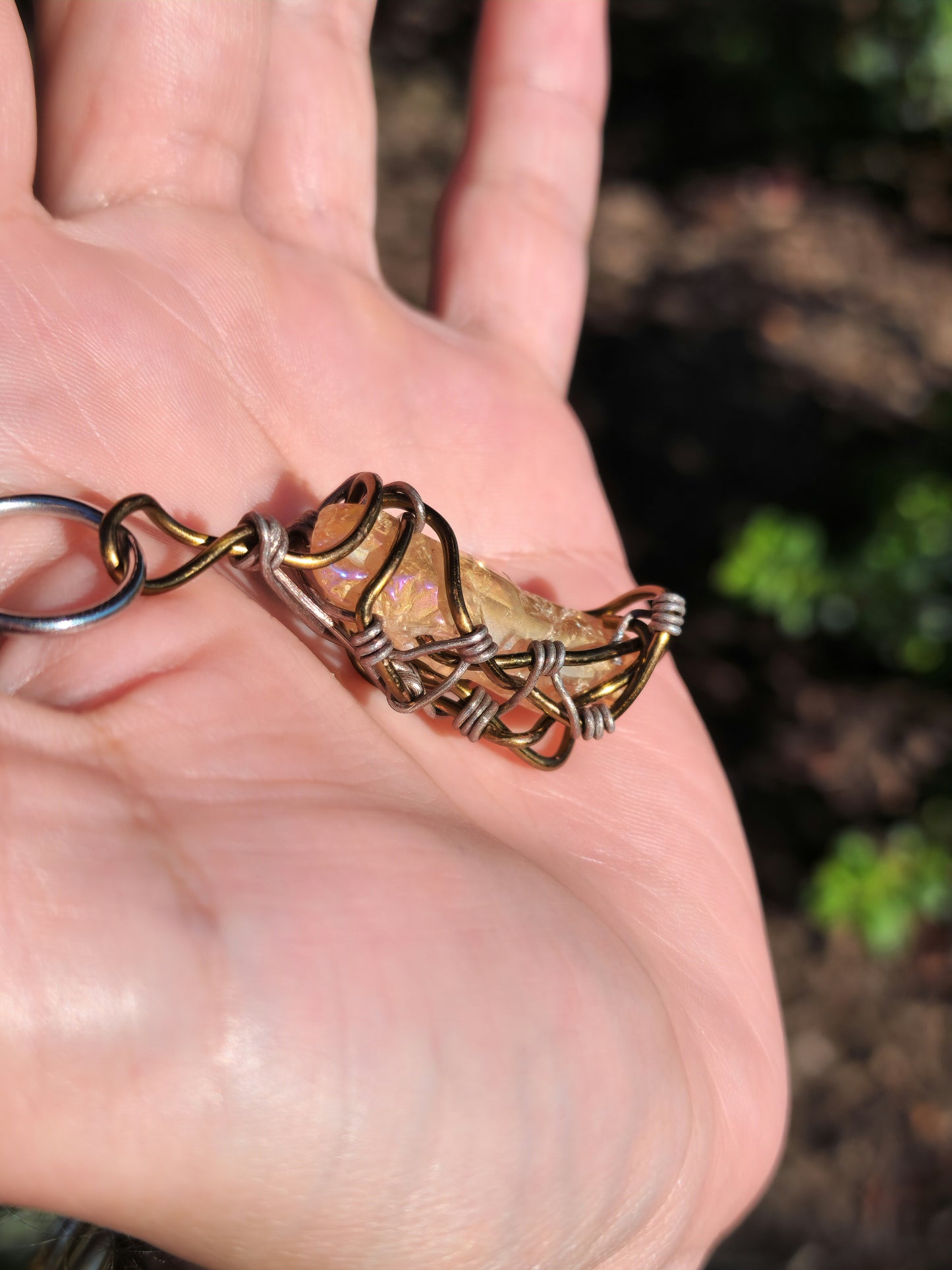 Crystal Fire Catalyst. Flashed Quartz Crystal Necklace. Made by Eyesthatburnthemind.