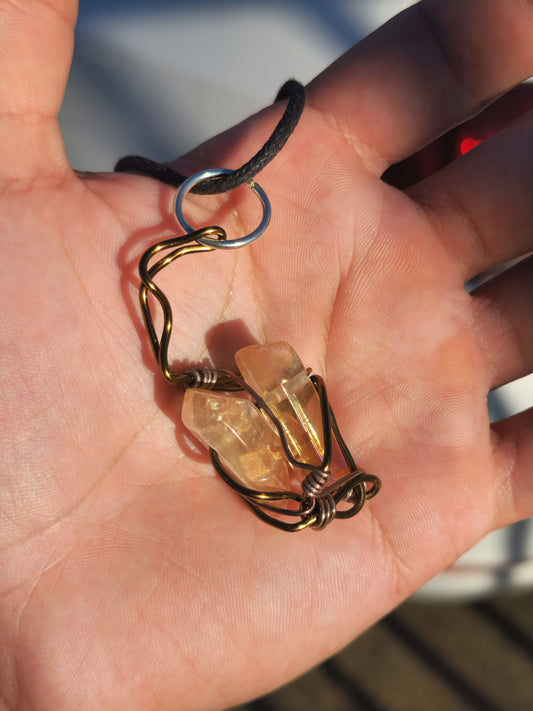 Crystal Fire Catalyst. Flashed Quartz Crystal Necklace. Made by Eyesthatburnthemind.