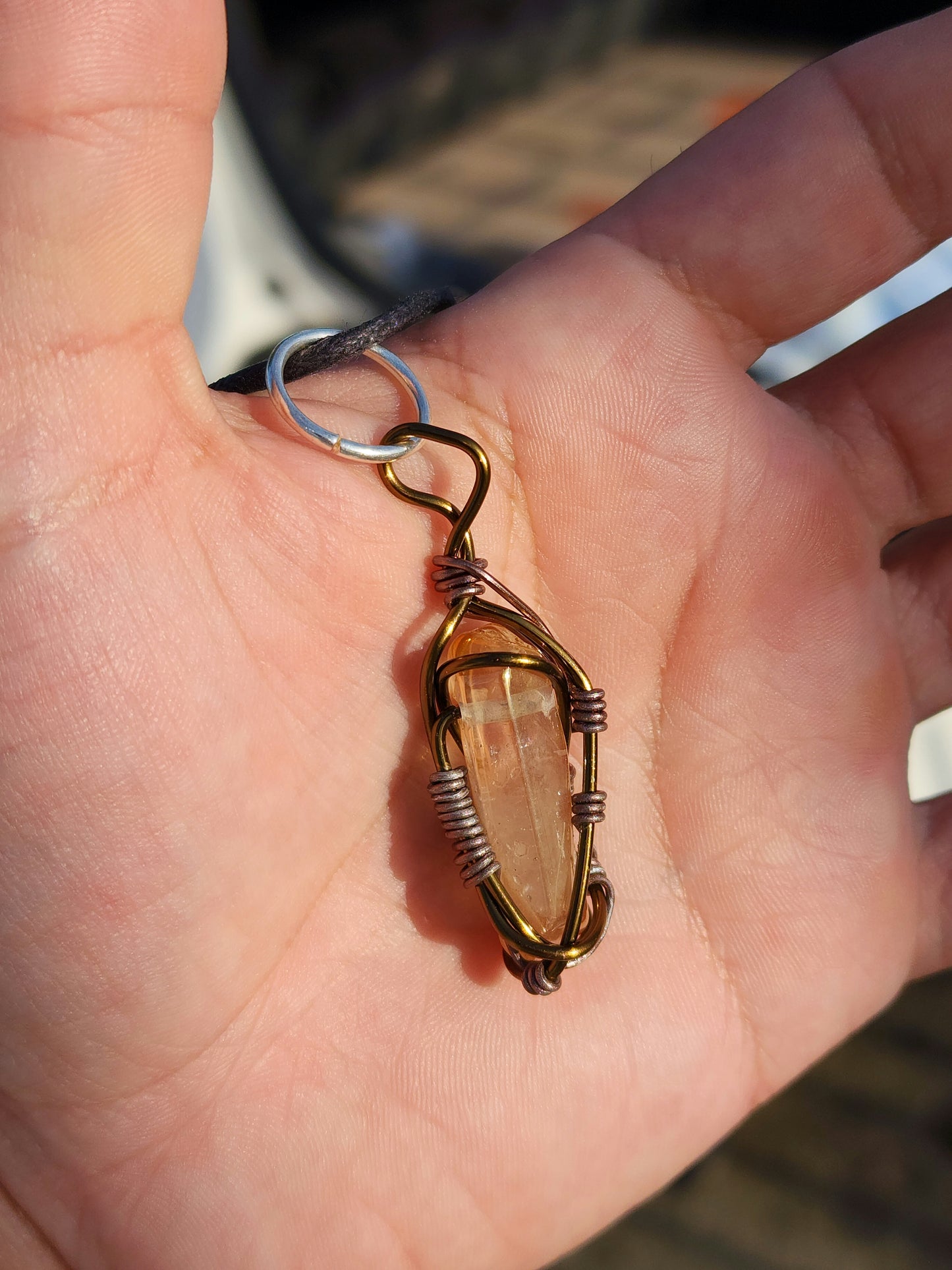 Crystal Fire Catalyst. Flashed Quartz Crystal Necklace. Made by Eyesthatburnthemind.